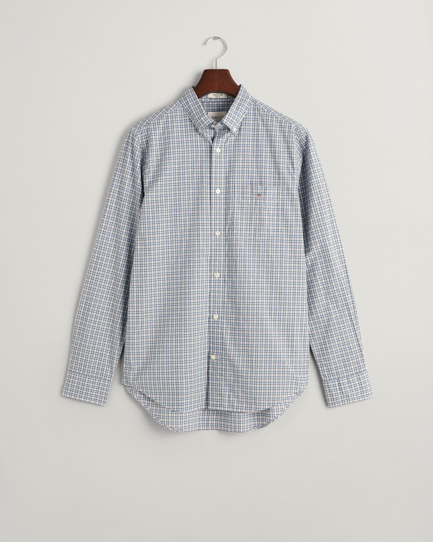 Gant Overhemd met lange mouwen REG POPLIN MICROCHECK SHIRT Micro-geruit, popeline, licht, duurzaam en onderhoudsvriendelijk