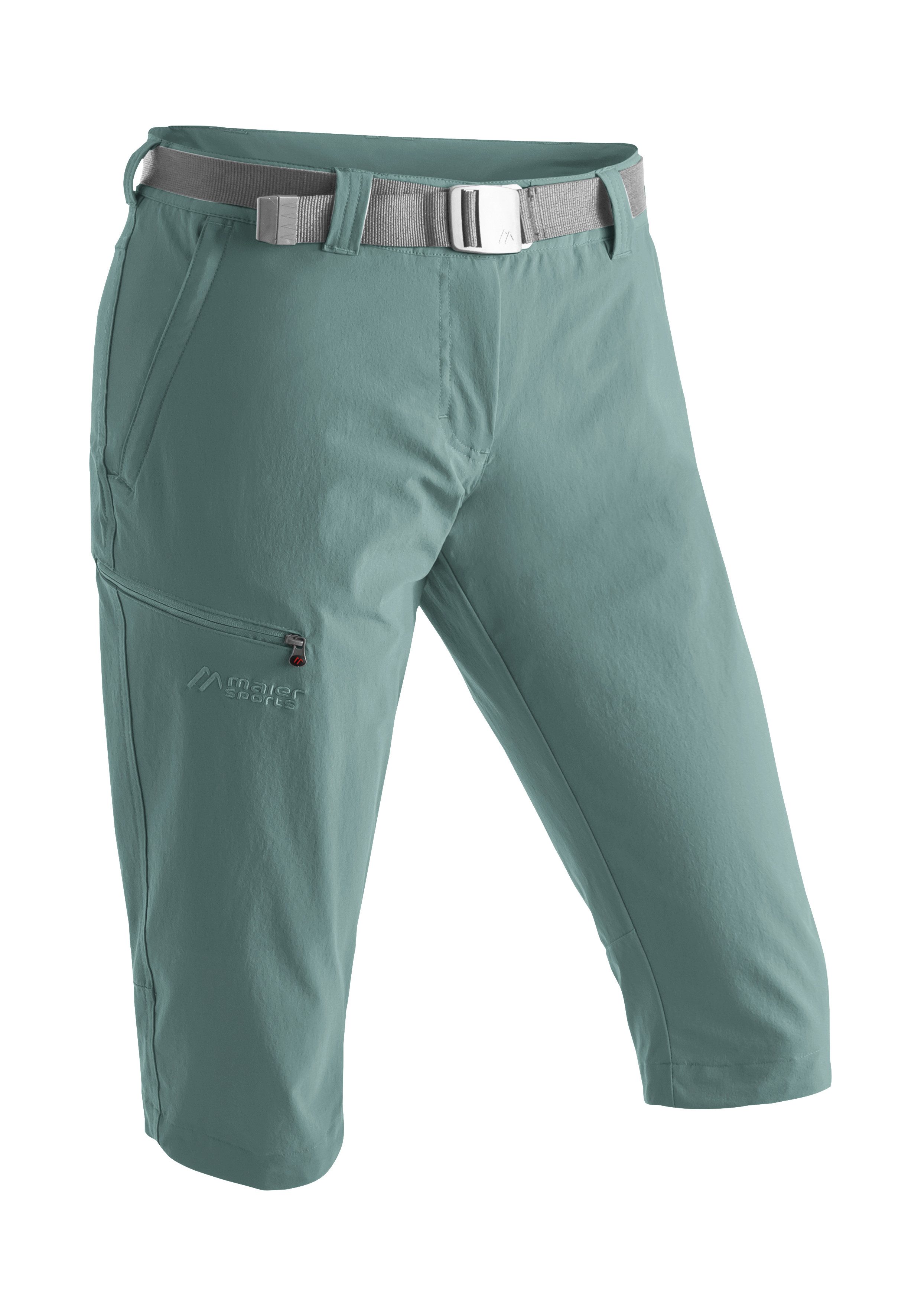 Maier Sports Capribroek Inara slim 3/4 Dames wandelbroek, ademende outdoorbroek, 3/4 broek met 3 zakken dames broeken maat 46 blauw