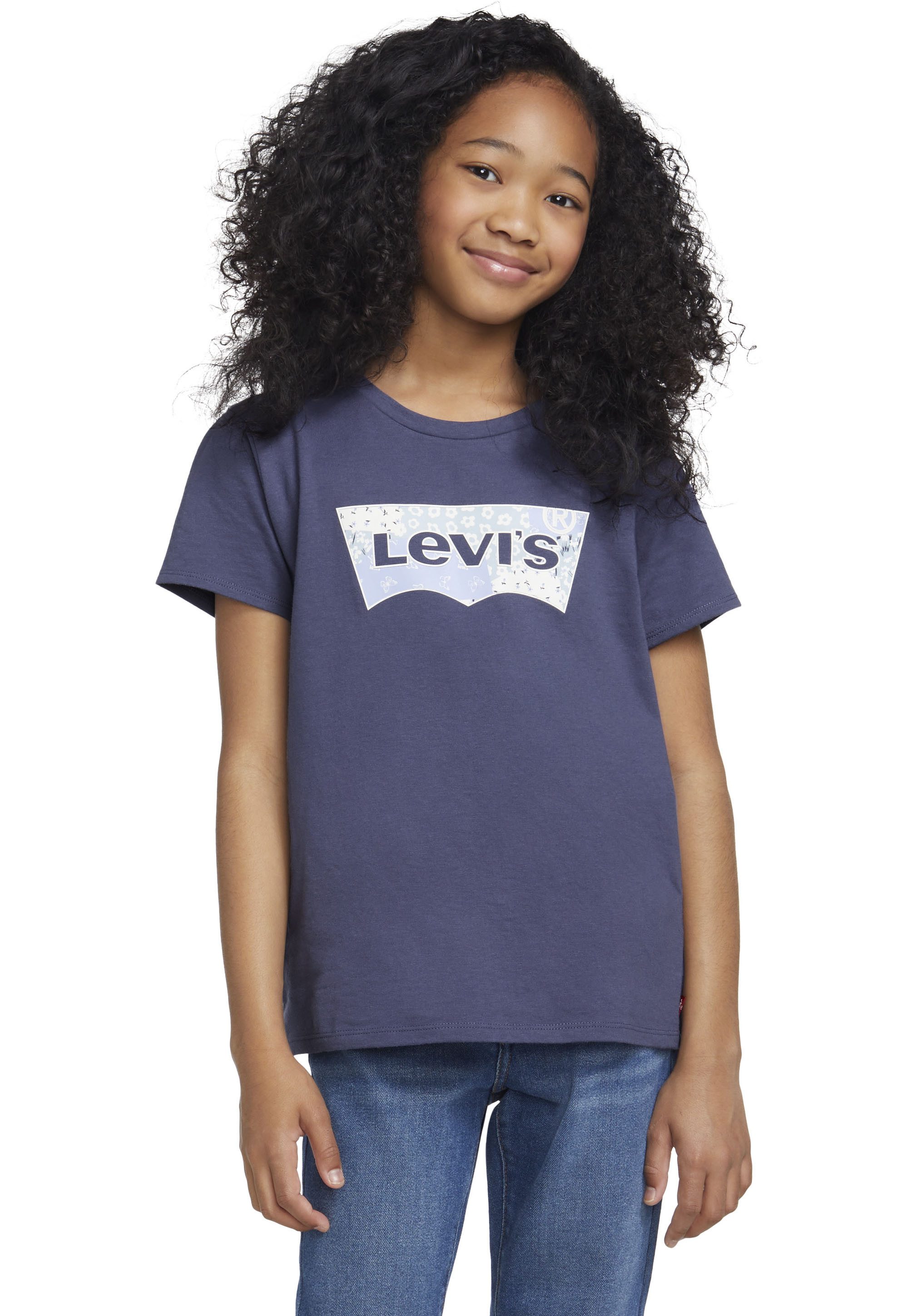Levi's Kidswear Shirt met print LVG SS BANDANA BATWING TEE meisjes t-shirts maat 3 (98) blauw
