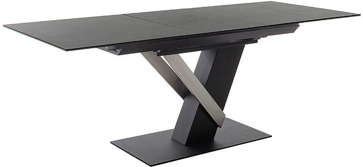 MCA furniture Eettafel MASSARO tafel met voet 160-210 cm Keramiek, metaal, synchronisatie-uittrekmechanisme, uittrekbaar, 6-8 personen