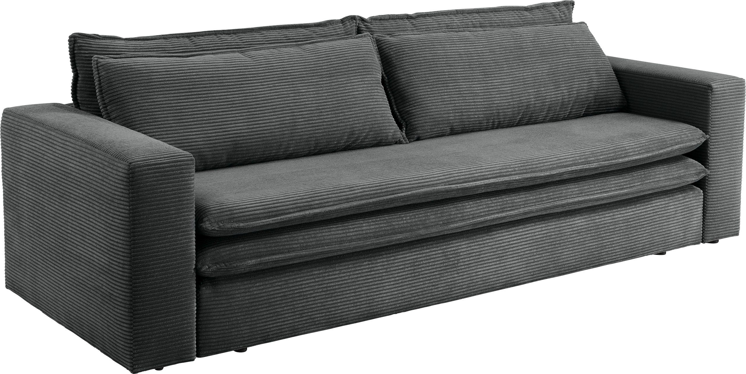 Places of Style 3-zitsbank PIAGGE Cord-bekleding - met slaapfunctie en bedkist, met praktische topmatras