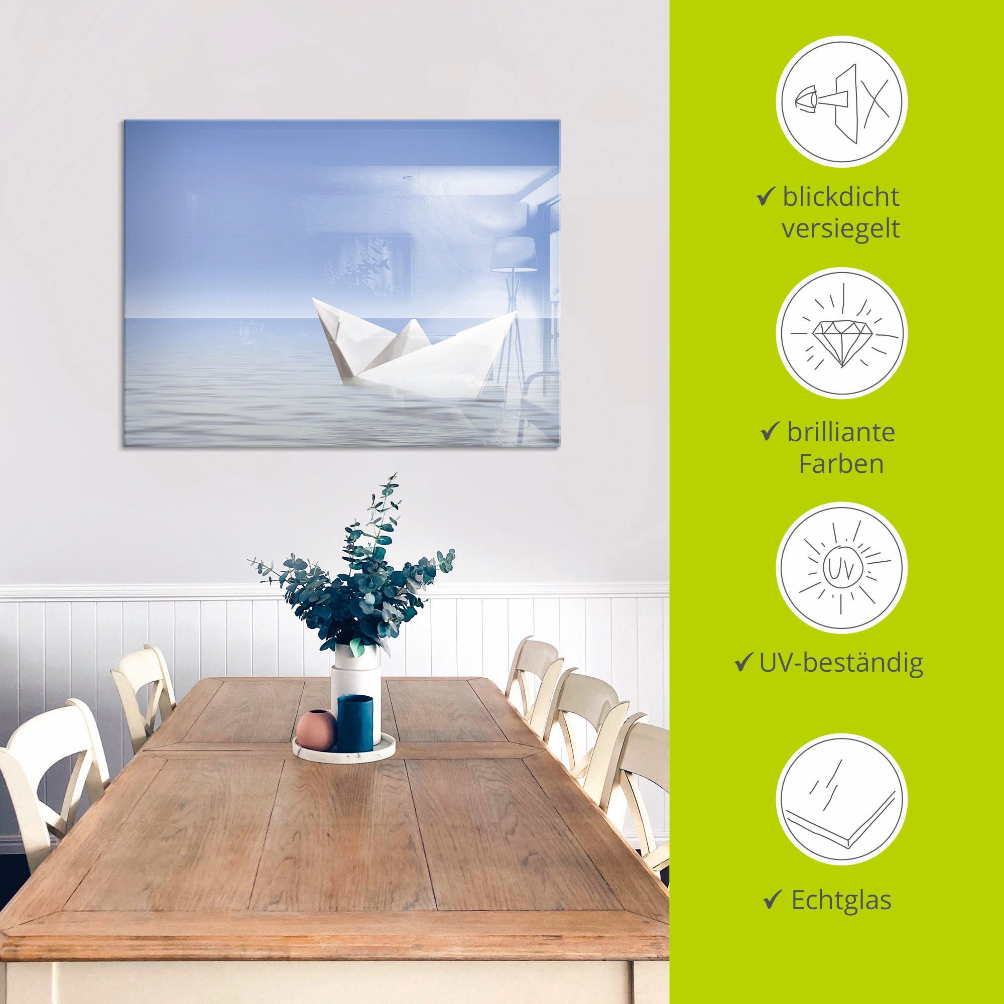 Artland Print op glas Op de zee in verschillende maten