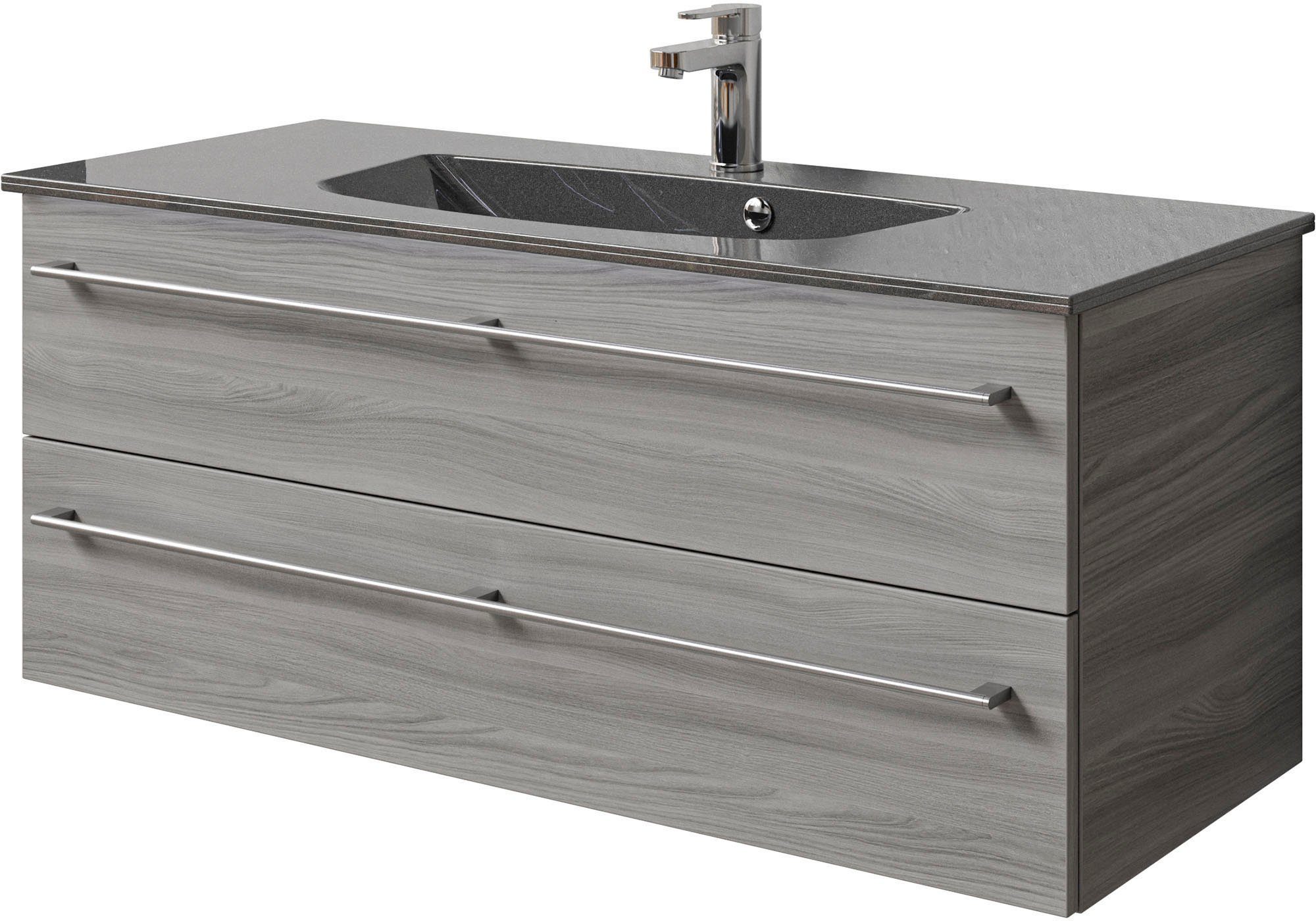 Saphir Wastafelonderkast Serie 6025 Mineralmarmor-Waschtisch mit Unterschrank, 117 cm breit (2-delig