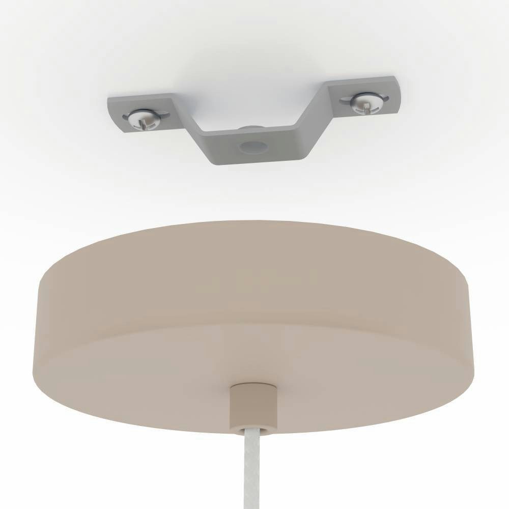 EGLO Hanglamp Terrarosa Hanglamp, metaal in zandkleur, textiel in wit, E27, Ø 24 cm (1 stuk)