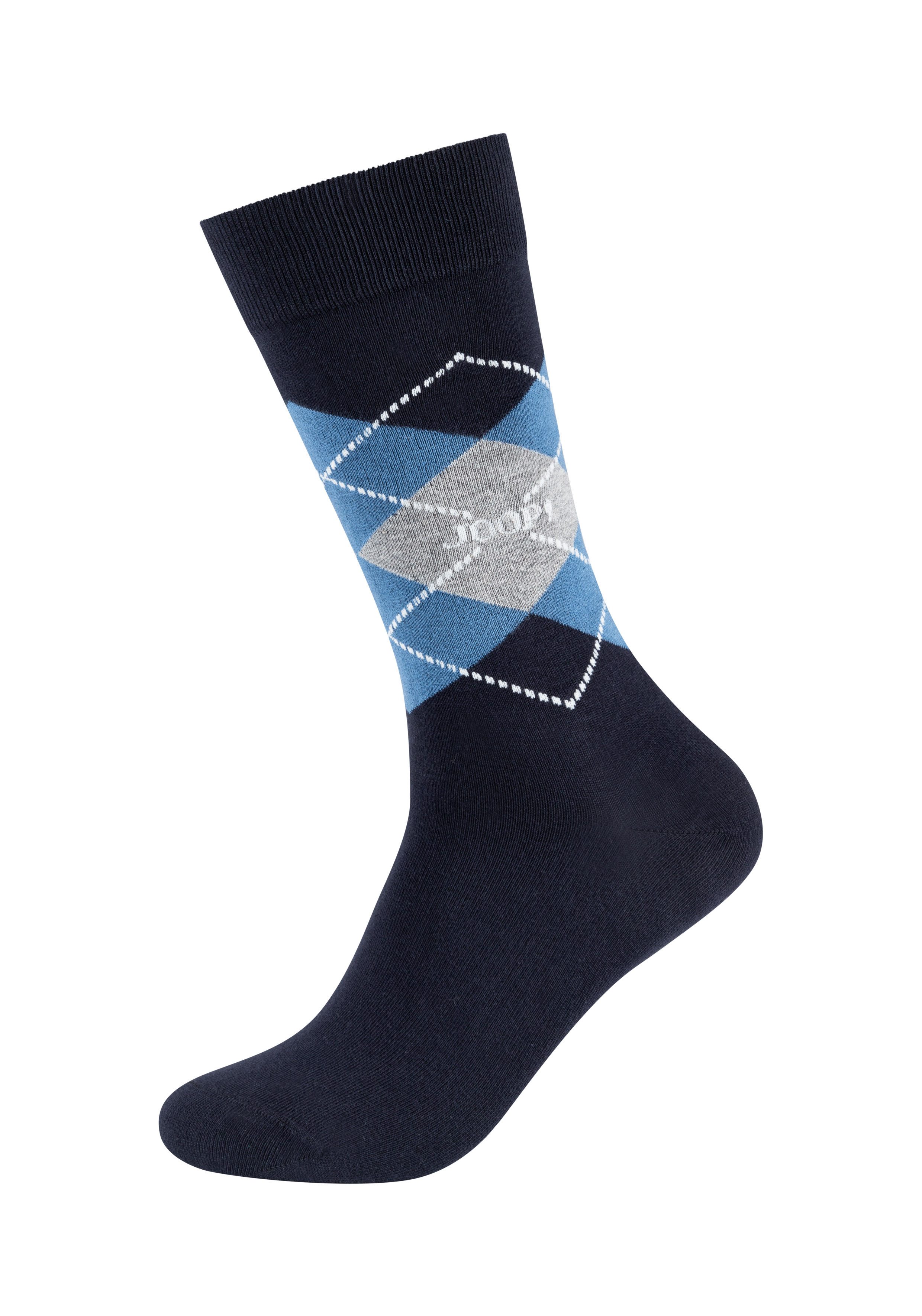 JOOP! Sokken Premium Essentials Premium kwaliteit, versterkte hiel, versterkte tenen, Argyle design (Set van 2)