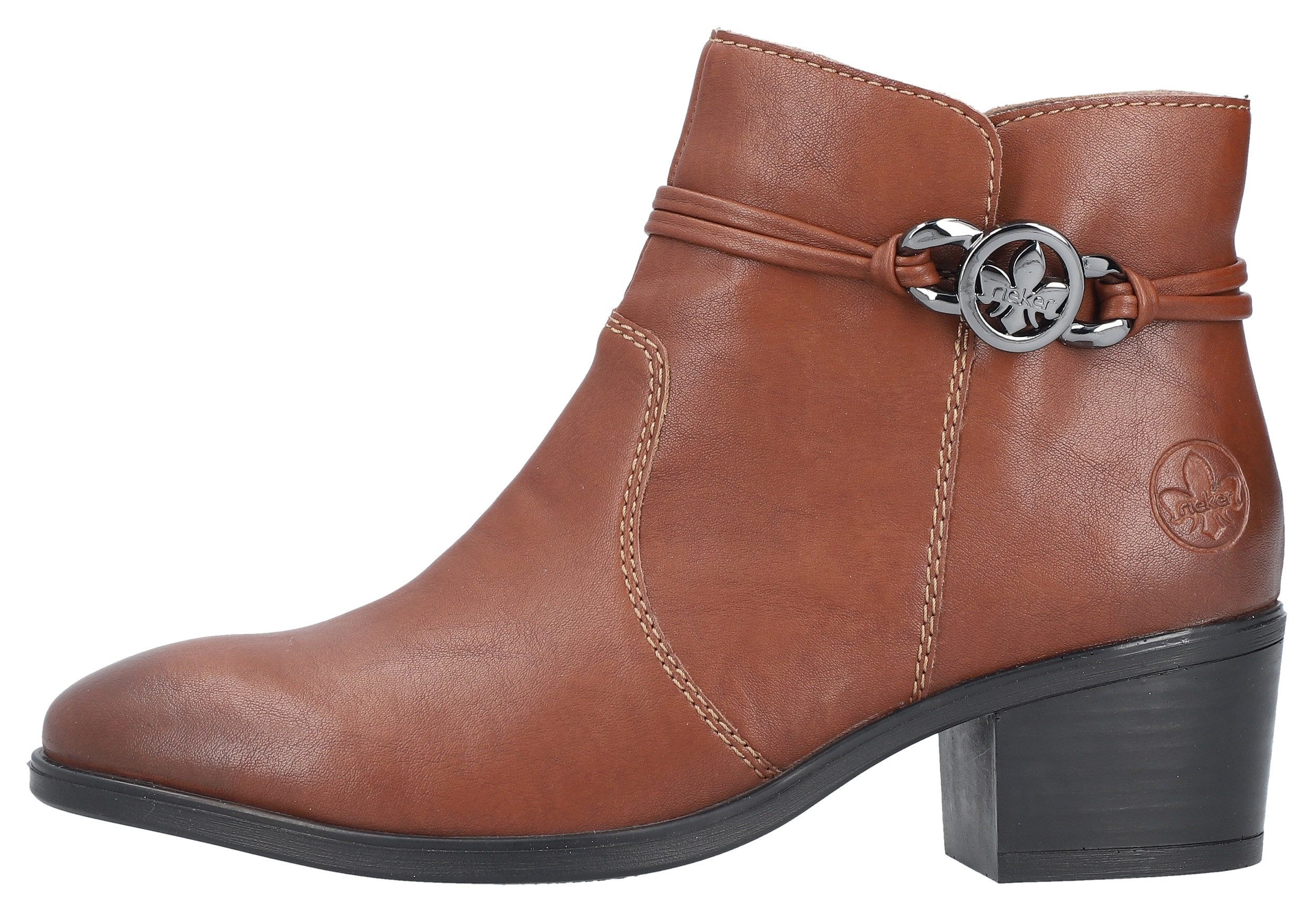 Rieker Laarsjes ankleboots, klassieke enkellaars, blokhak, binnenrits