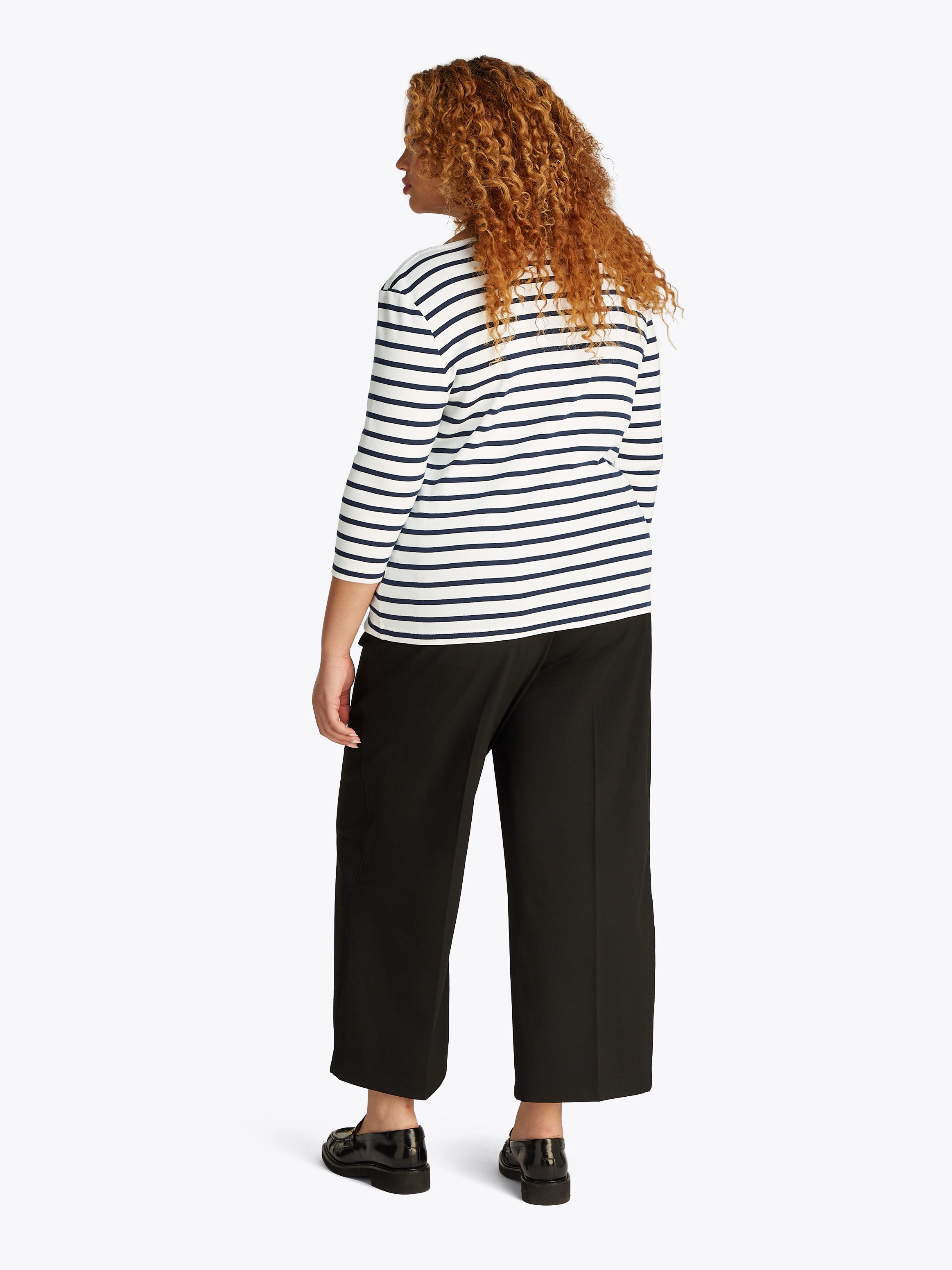Tommy Hilfiger Curve T-shirt CRV SLIM CODY BOAT-NK 3/4SLV in grote maten, 3/4 mouwen, logoborduring