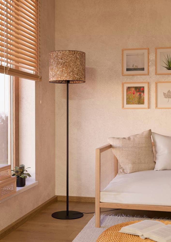 EGLO Staande lamp BUTTERBURN Stehlampe, Stahl und Textil, Wohnzimmerlampe, E27, Lampe Vloerlamp met berkenbladeren, vloerlamp, 162 cm (1 stuk)