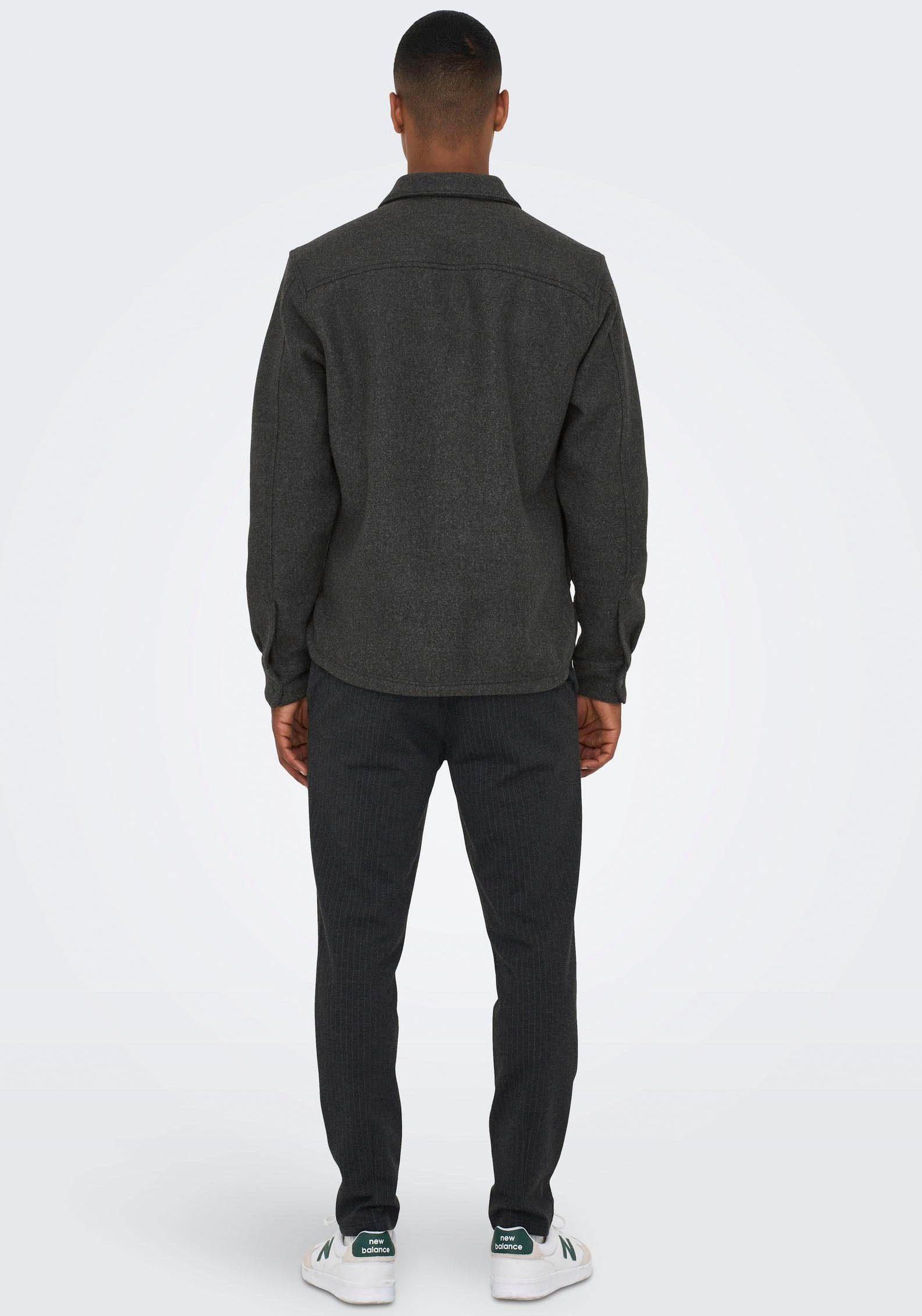 ONLY & SONS Overhemd met lange mouwen ONSASH OVR WOOLEN LOOK PKT LS SHIRT NOOS