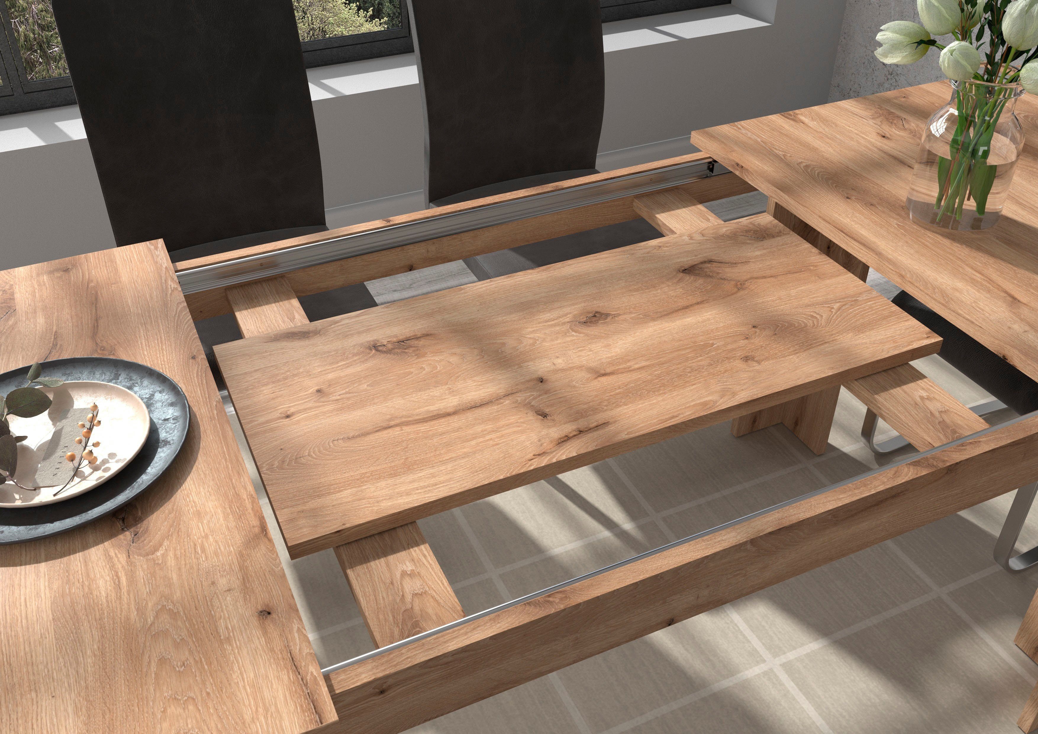 INOSIGN Eettafel Kalmar, rechthoekig, 160 cm uitschuifbaar naar 200 cm, inclusief Inlegplaat
