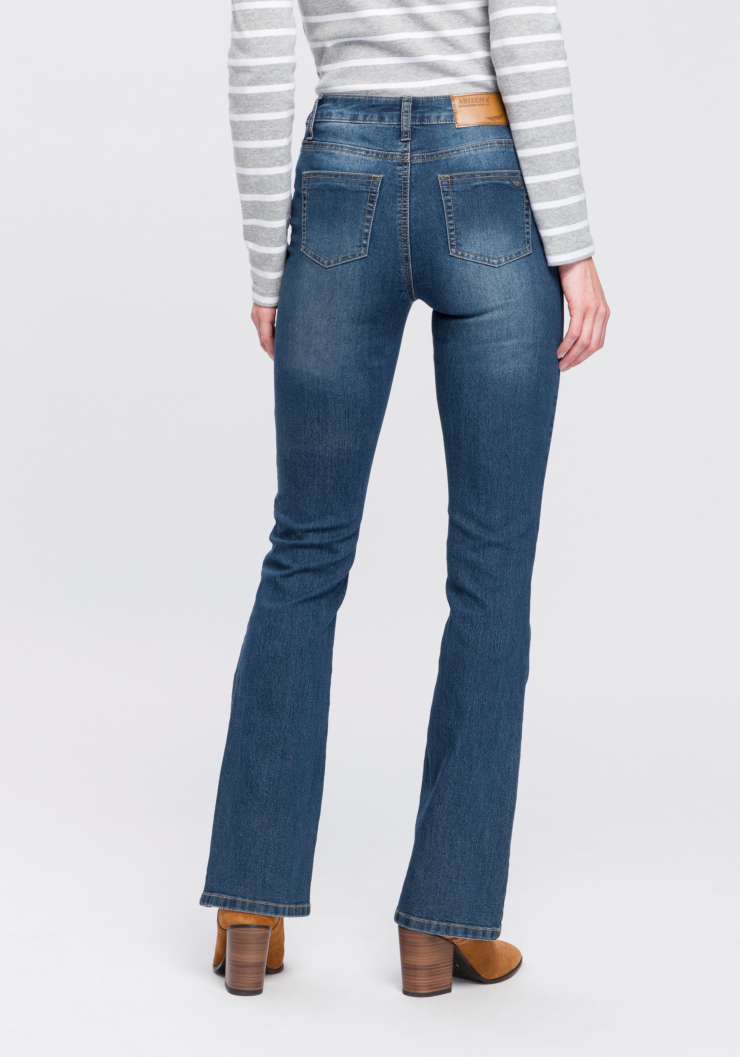 Arizona Bootcut jeans Shaping elastische pasvorm, bootcut-pasvorm, used-wassing, hoge taille