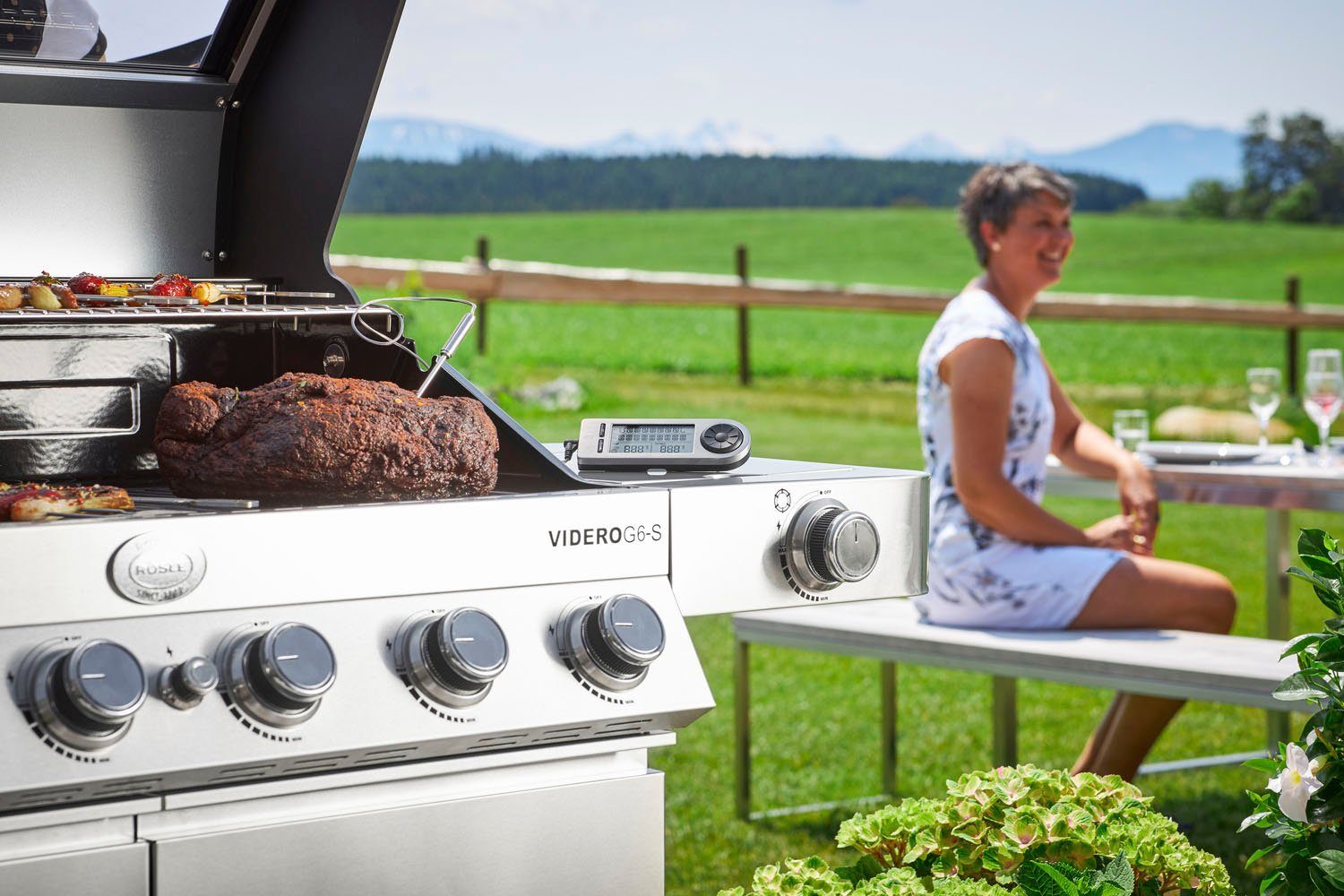 ROESLE Grillthermometer SlideX, 25086 digitale kerntemperatuurmeter, 5 niveaus, –20 / +250 °c