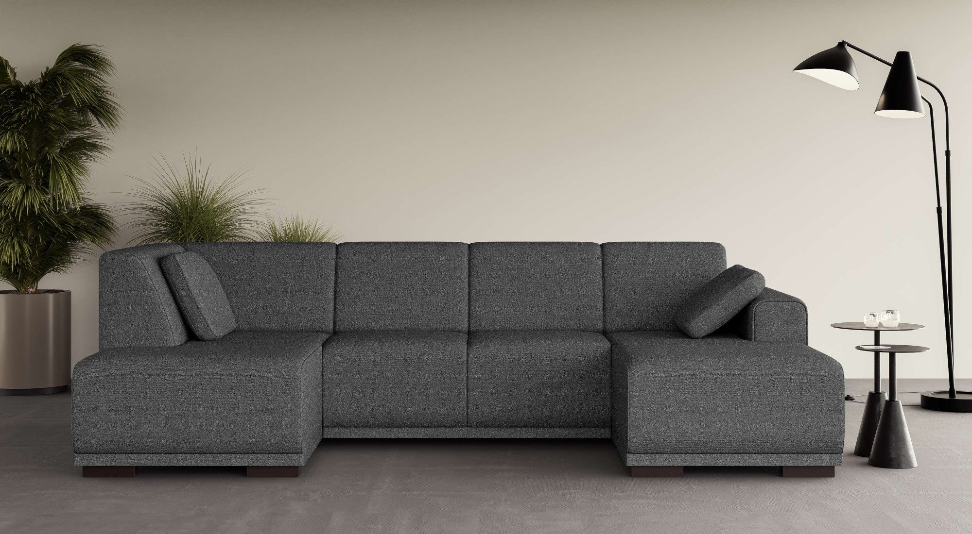 Home affaire Zithoek BORNHOLM U-vorm met chaise longue rechts/links, B/D/H: 300/162/85 cm U-vorm met golvende ondervering, chaise longue rechts of links bestelbaar