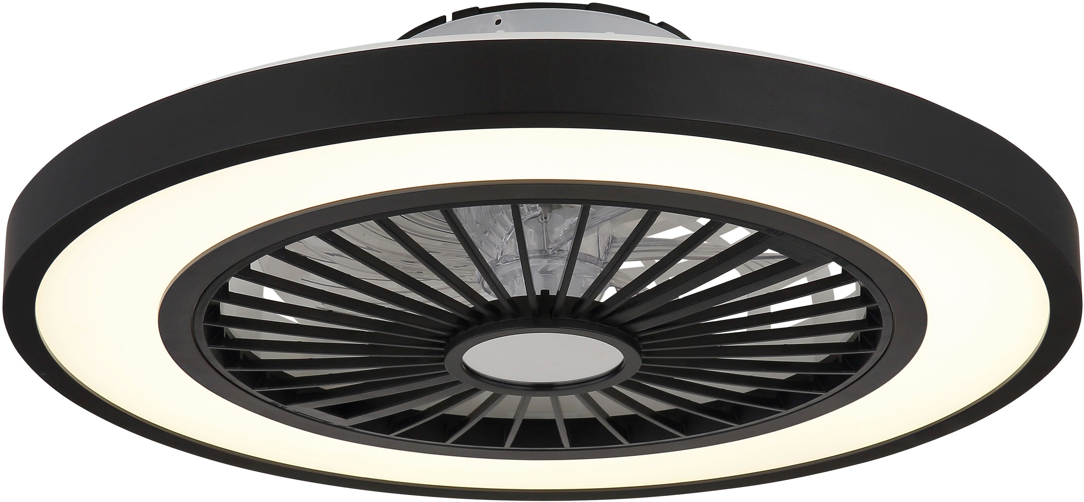 Globo Lightning Plafondlamp BLIZZAK Plafondventilator metaal zwart mat, LED (1 stuk)