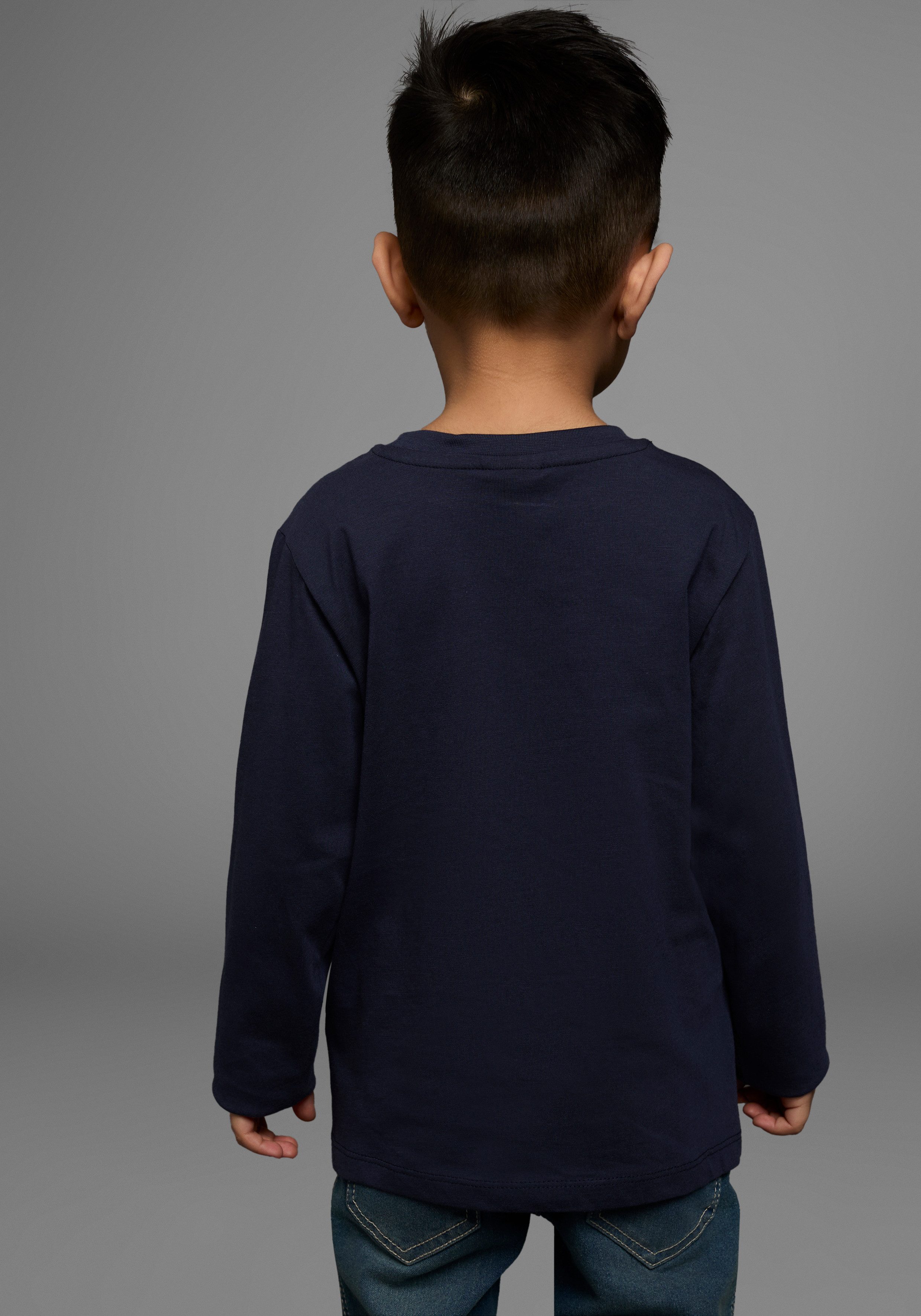 KIDSWORLD Shirt met lange mouwen Hond met graafmachine Lange mouwen, basic pasvorm, met stijlvolle print, ronde hals