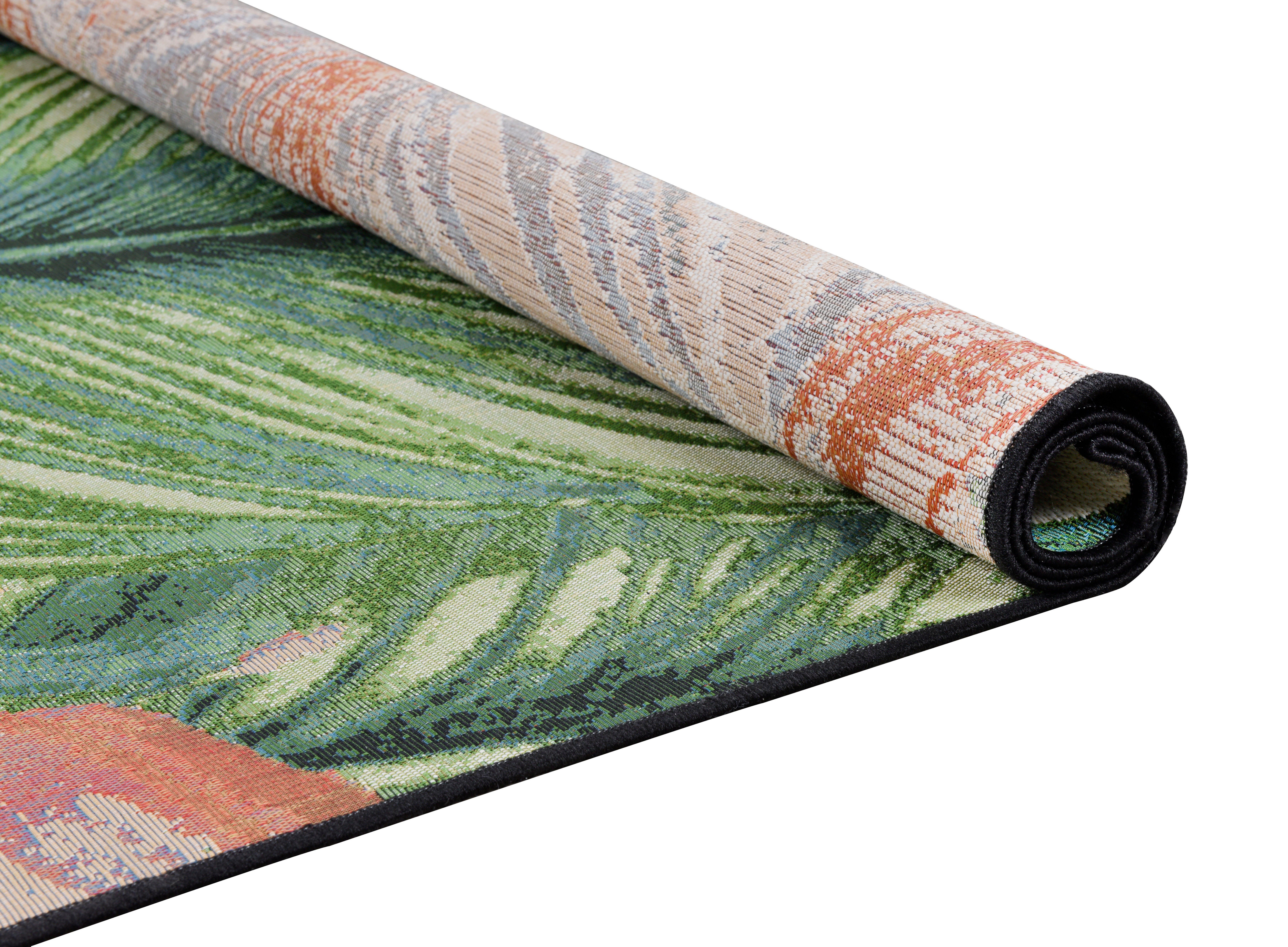 TOM TAILOR HOME Vloerkleed Garden Leaf Platweefsel, geschikt voor binnen en buiten, woonkamer
