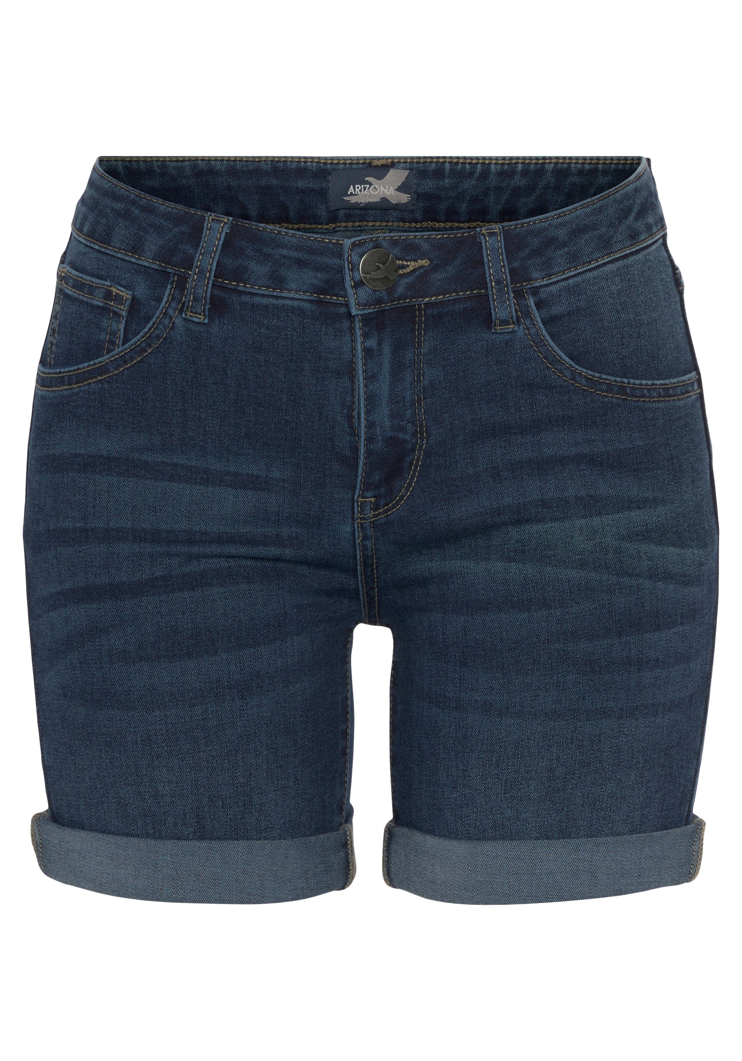 Arizona Jeansshort Ultra Stretch extra strak gesneden, opgerolde beenafsluitingen