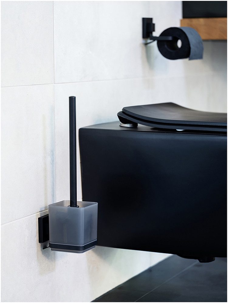 WENKO Toiletset Vacuum-Loc® model Quadro WC-borstelhouder met toiletborstel voor wandbevestiging zonder boren