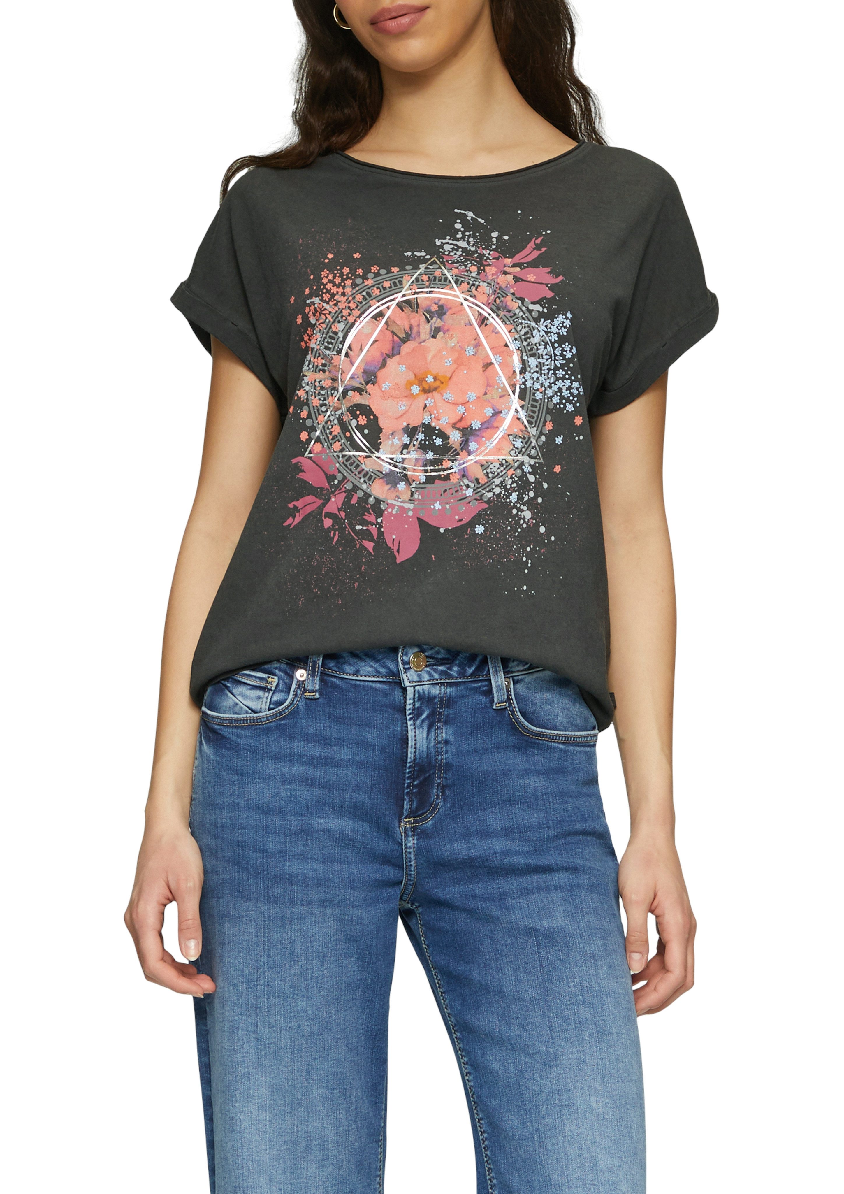 Q/S designed by T-shirt met frontprint dames t-shirts maat XS (34) zwart
