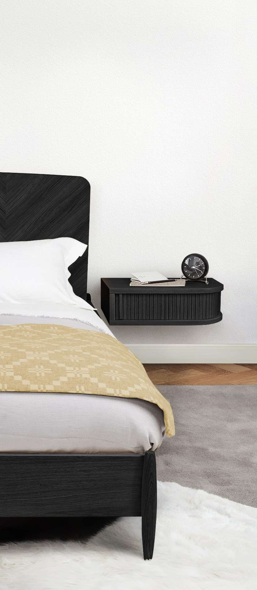 Woodman Nachtkastje Farsta in 3 kleuren, met tambour schuifdeuren, met eikenhout gefineerd
