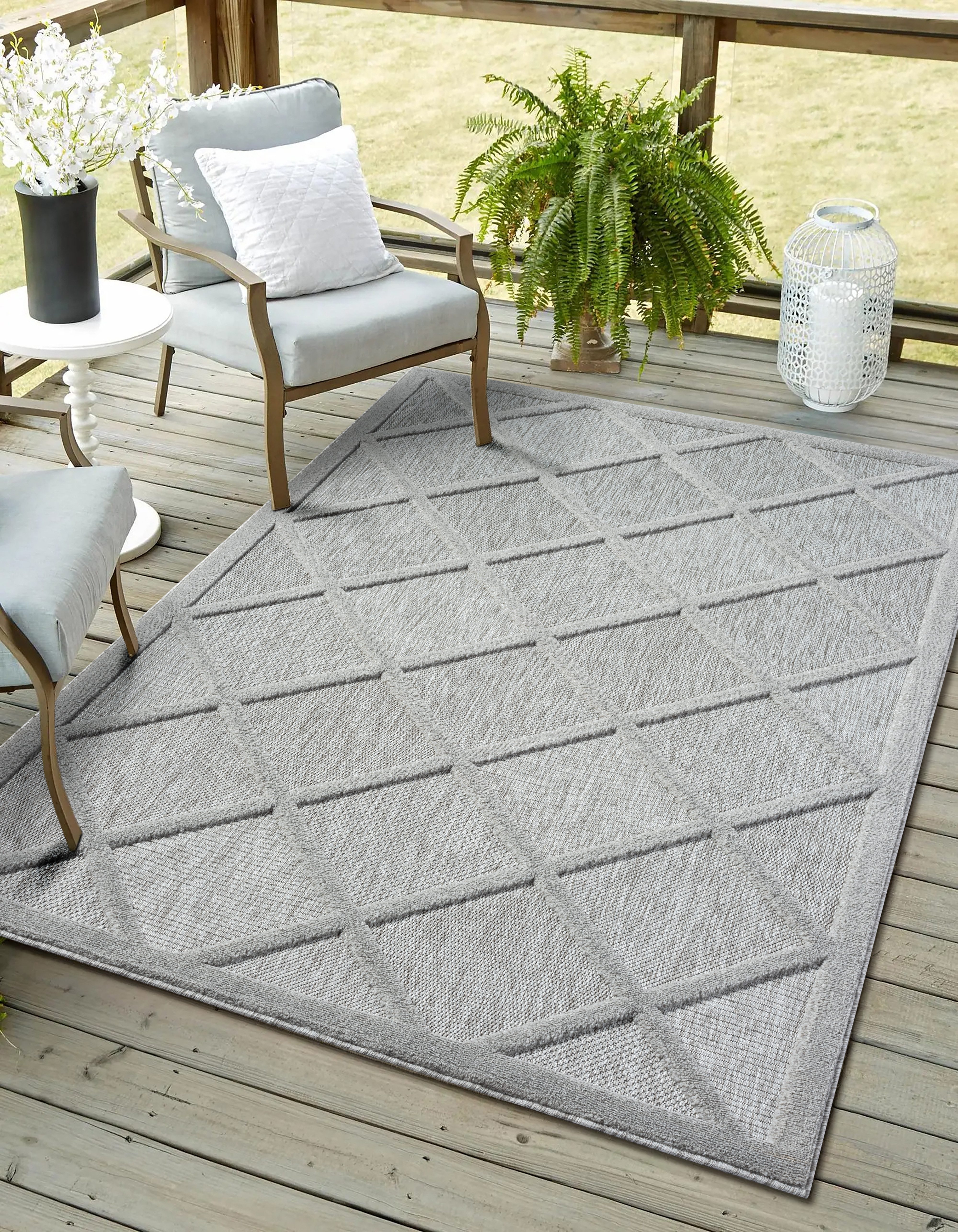 Myflair Möbel & Accessoires Vloerkleed Amara Uni-kleuren, hoog-laag effect, geschikt voor buiten, balkon, terras