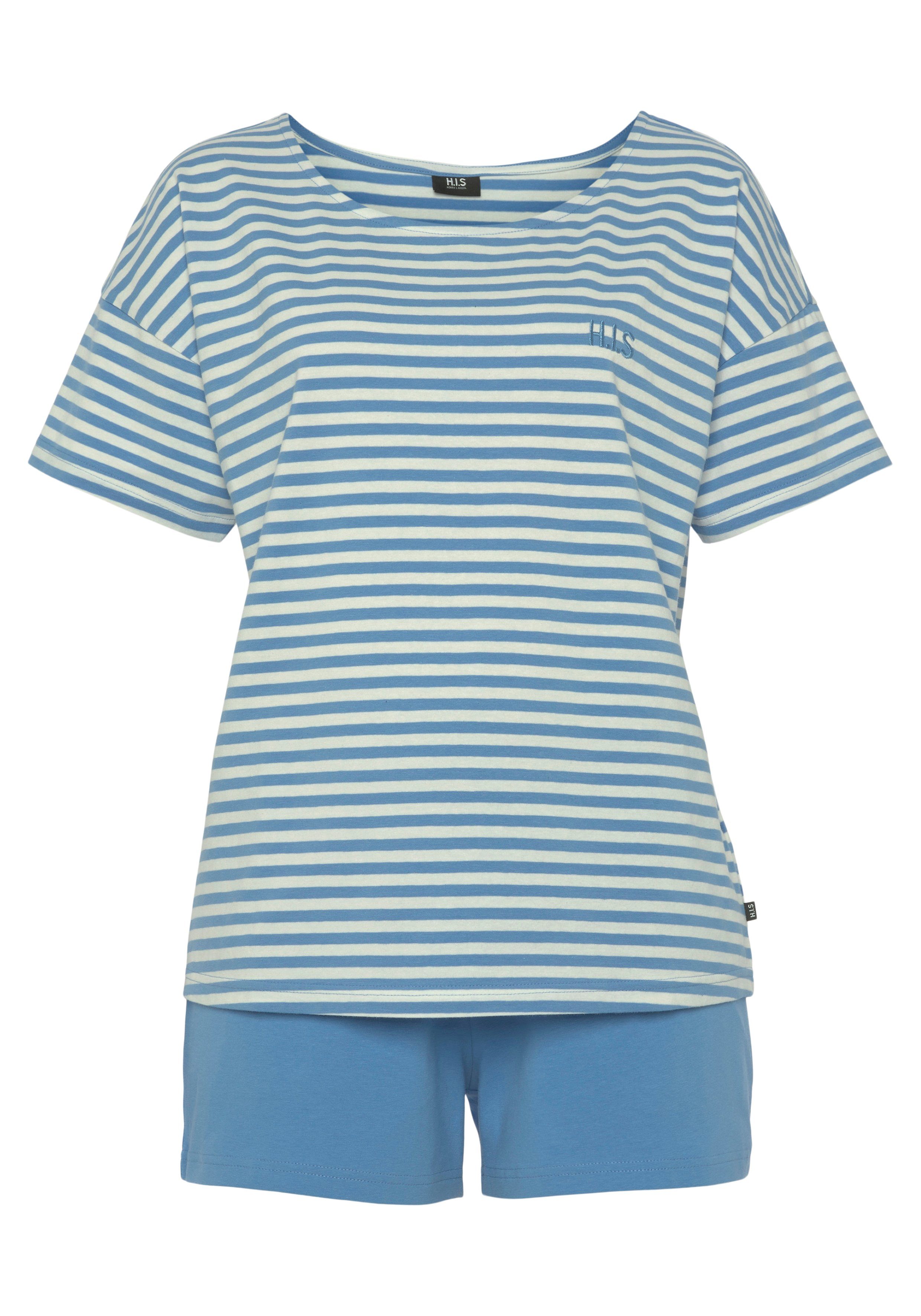 H.I.S Shortama met logoborduursel op borsthoogte (2-delig)
