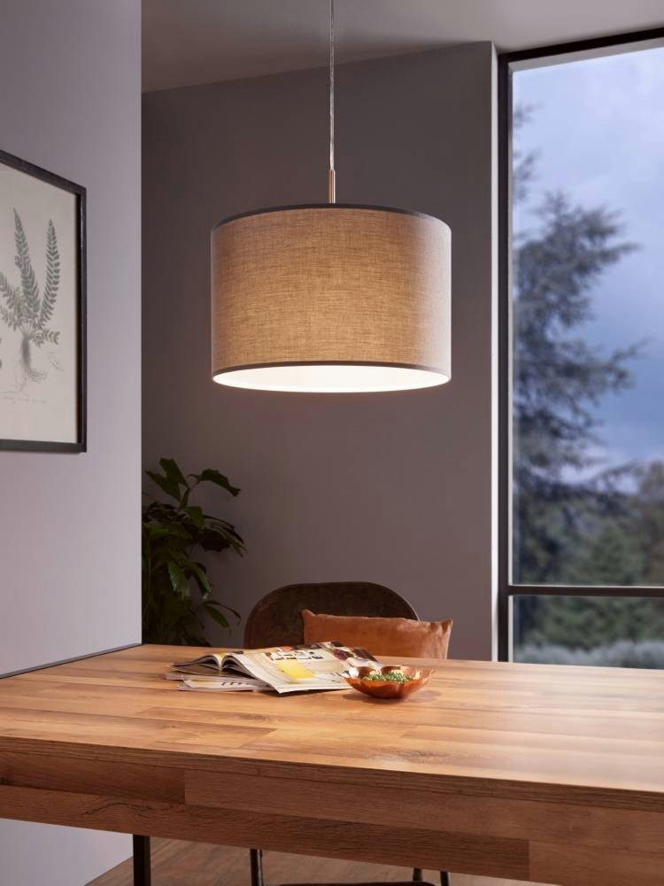 EGLO Hanglamp PASTERI hanglamp, pendellamp, grijs, nikkel-mat, textiel, E27