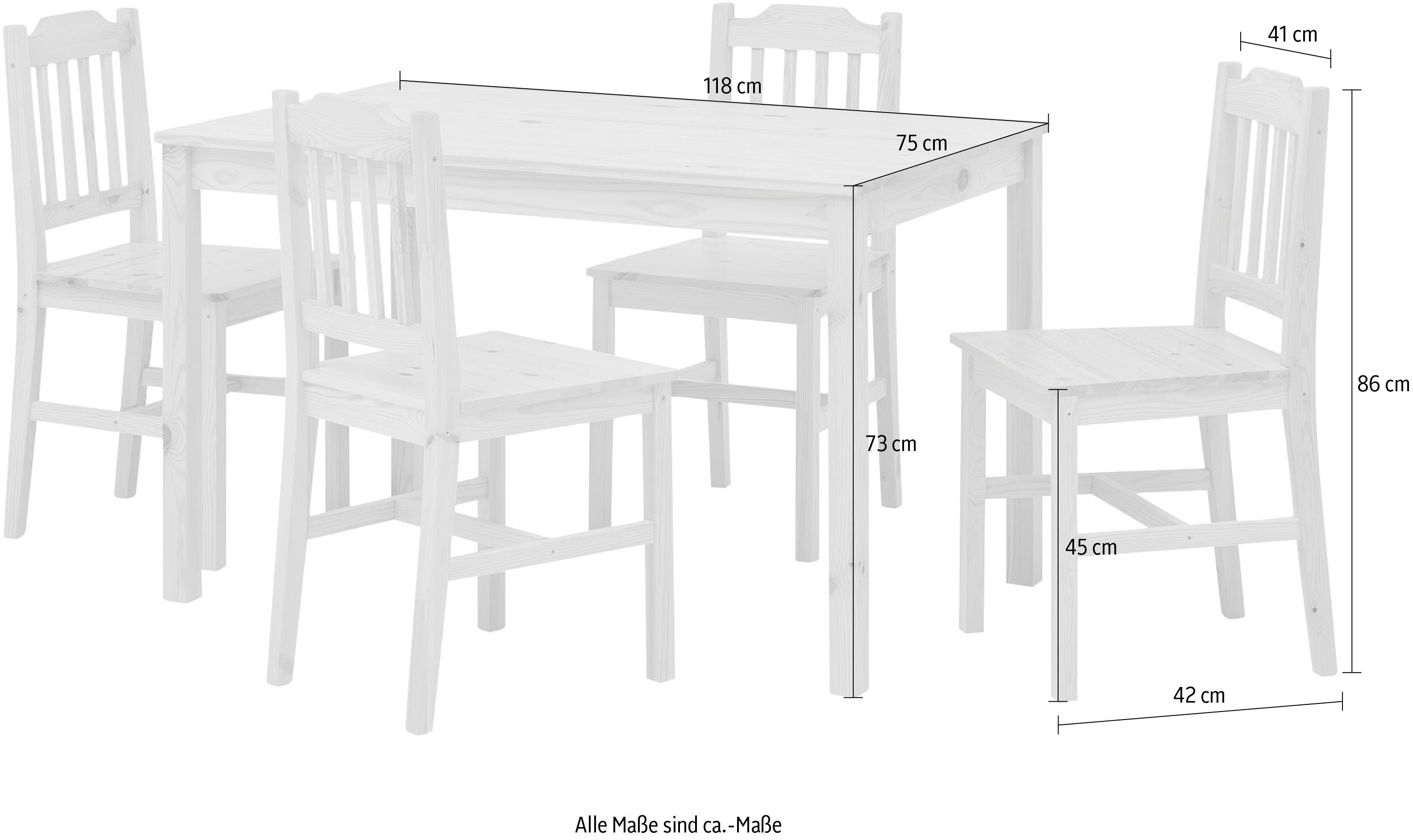 Home affaire Eethoek Chur gemaakt van massief grenenhout (set, 5-delig)