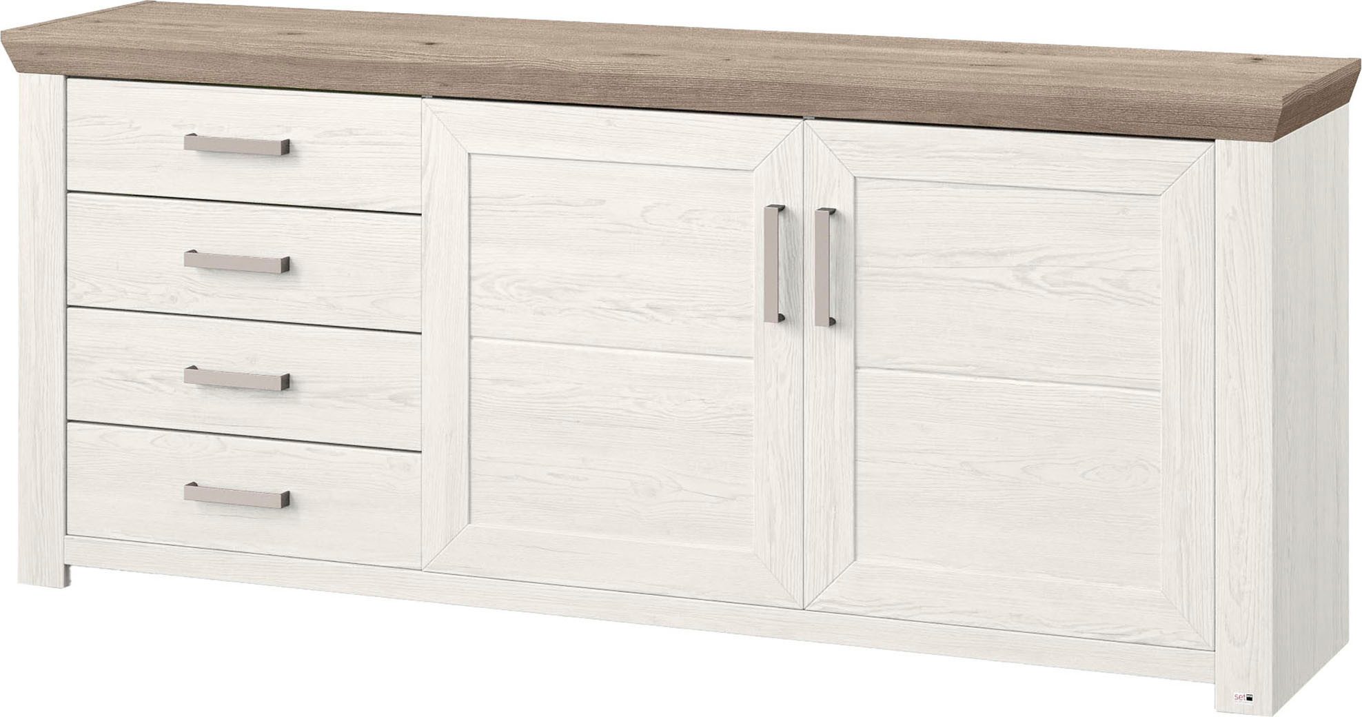 set one by Musterring Dressoir York Type 51, met veel opbergruimte, handvat zilverkleur, B 184 x H 79 cm