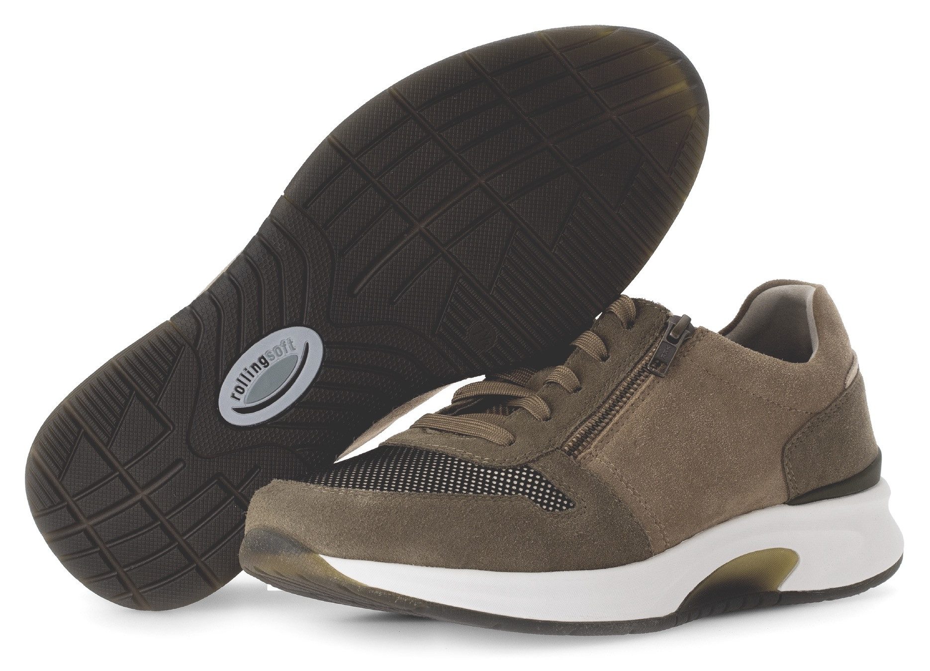 Gabor Rollingsoft Sneakers met sleehak , vrijetijdsschoen, lage schoen, veterschoen met buitenrits, g-breedte