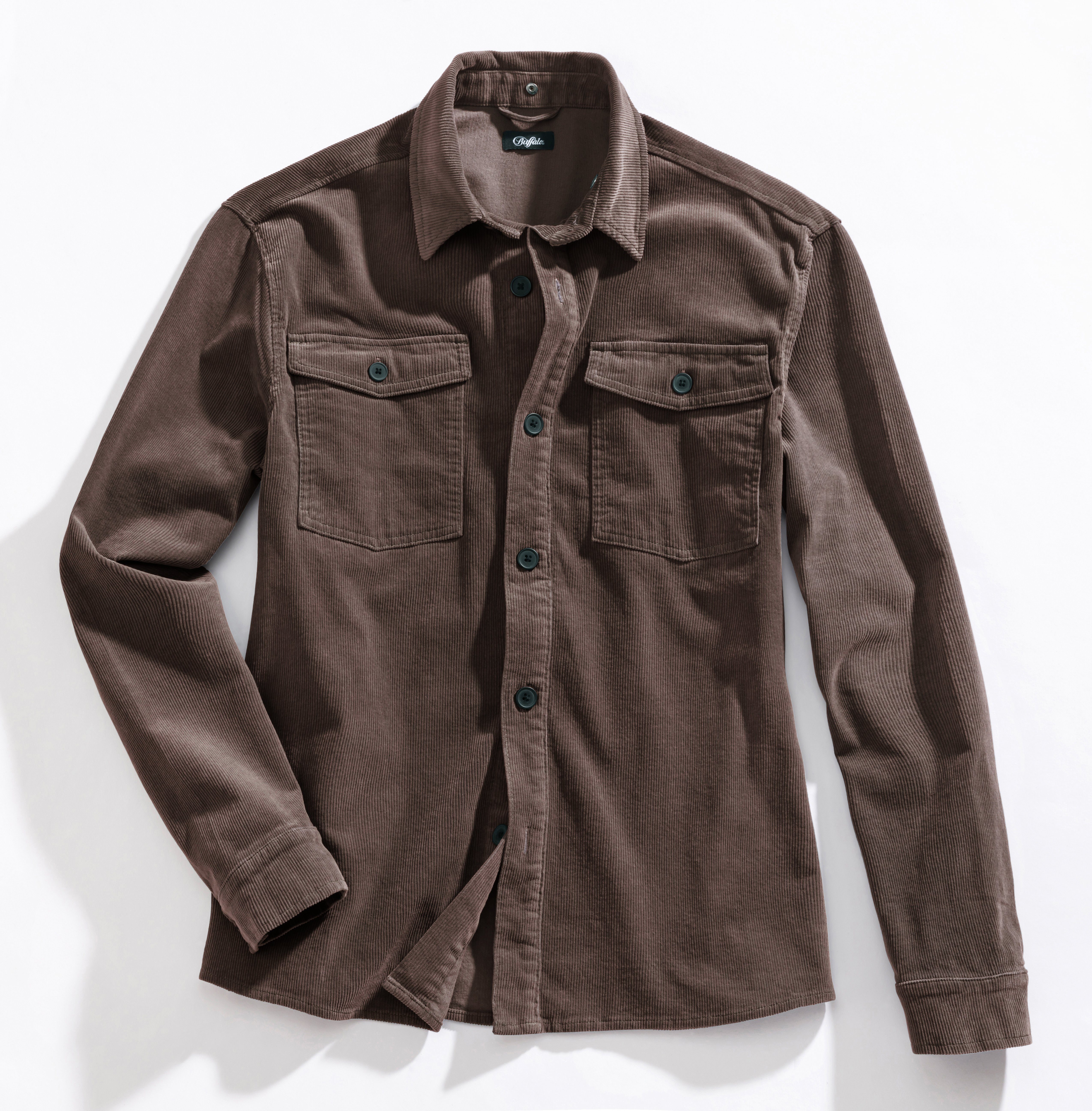 John Devin Overhemdjasje modern cord overshirt with patch pockets