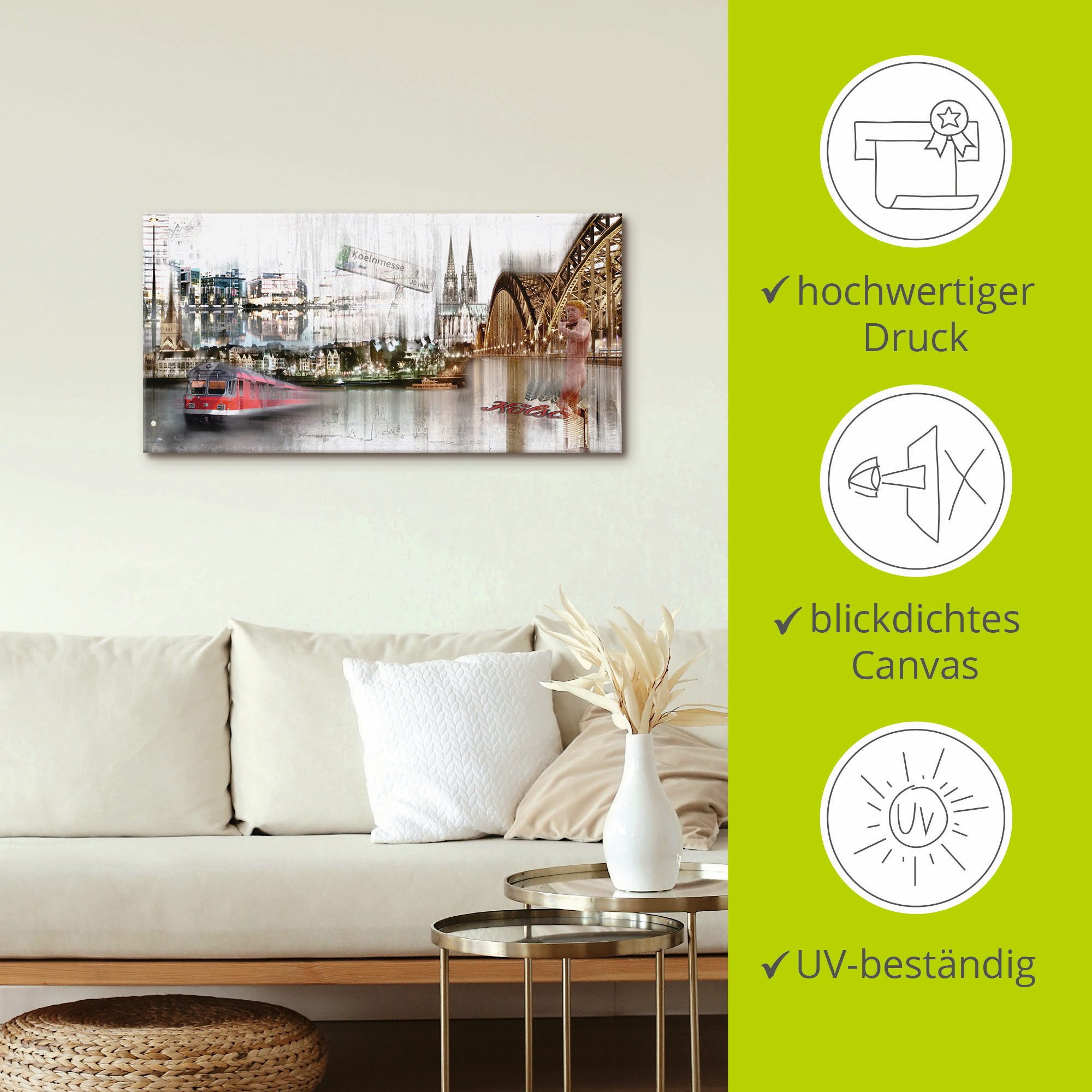 Artland Artprint Keulen Skyline collage I als artprint op linnen, poster in verschillende formaten maten