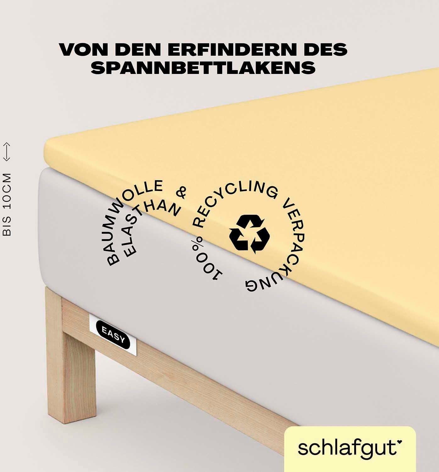 Schlafgut Hoeslaken EASY jersey elastaan topper (1 stuk) hoeslakens maat 90-100 cm x 200-220 cm geel