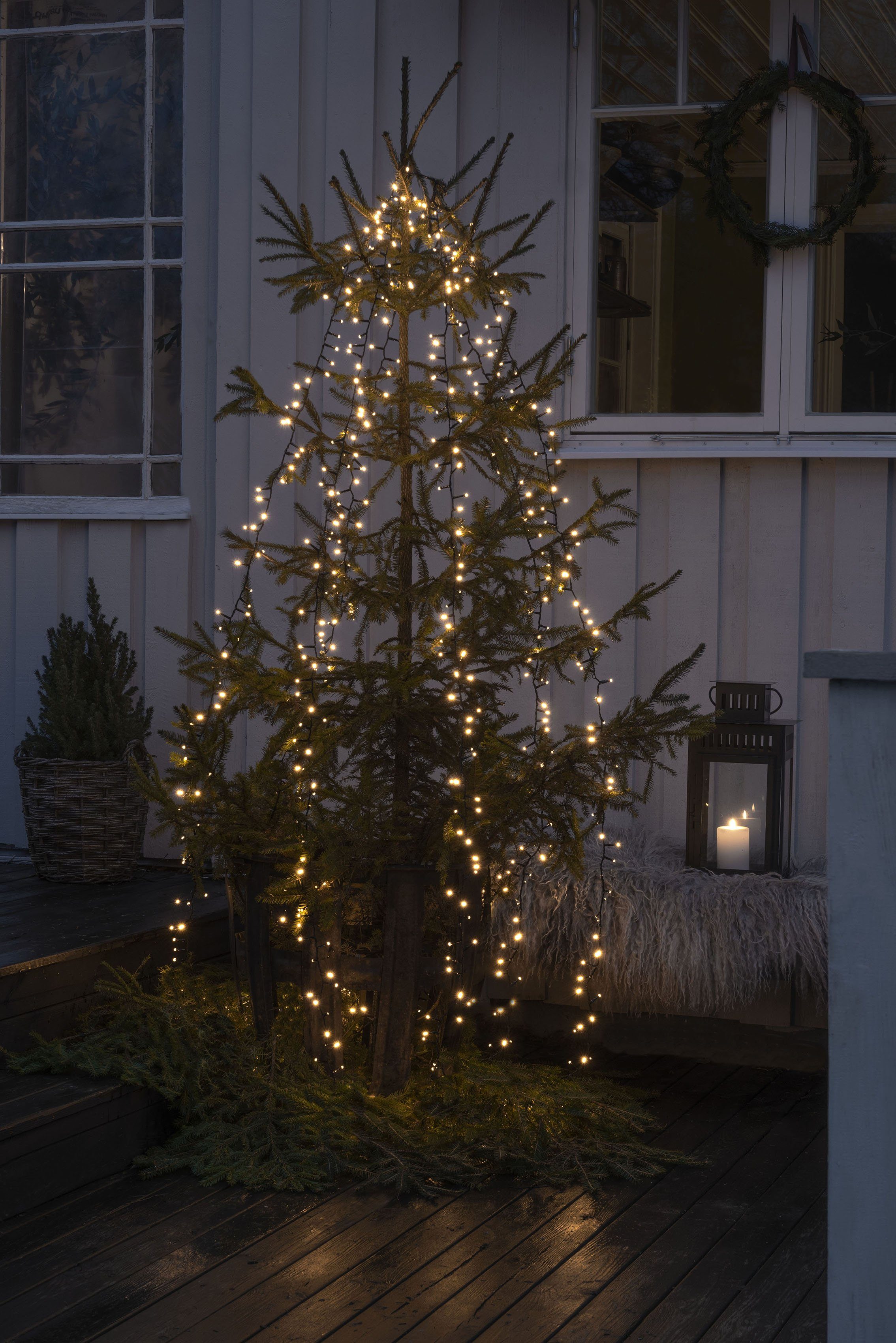 KONSTSMIDE Led-boomverlichting Kerstversiering buiten, kerstversiering Micro-led Compactlights lichtsnoer met ring, 6 strengen à 180 dioden (1 stuk)