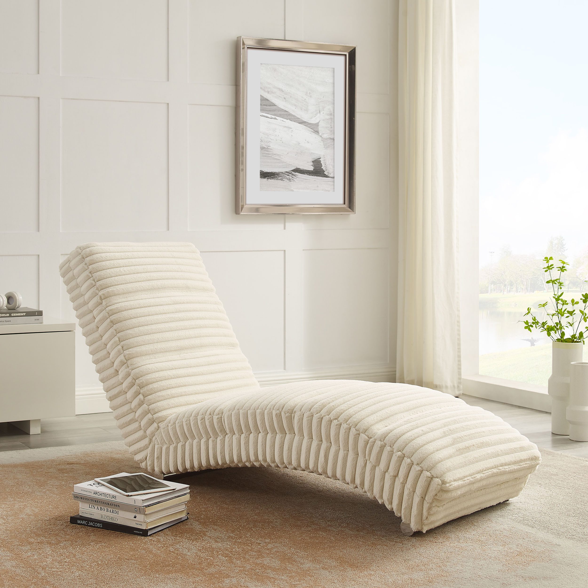 SalesFever Relaxstoel met kruisstepping, bekledingsstof oeko-tex gecertificeerd en pfc-vrij ligfauteuils beige