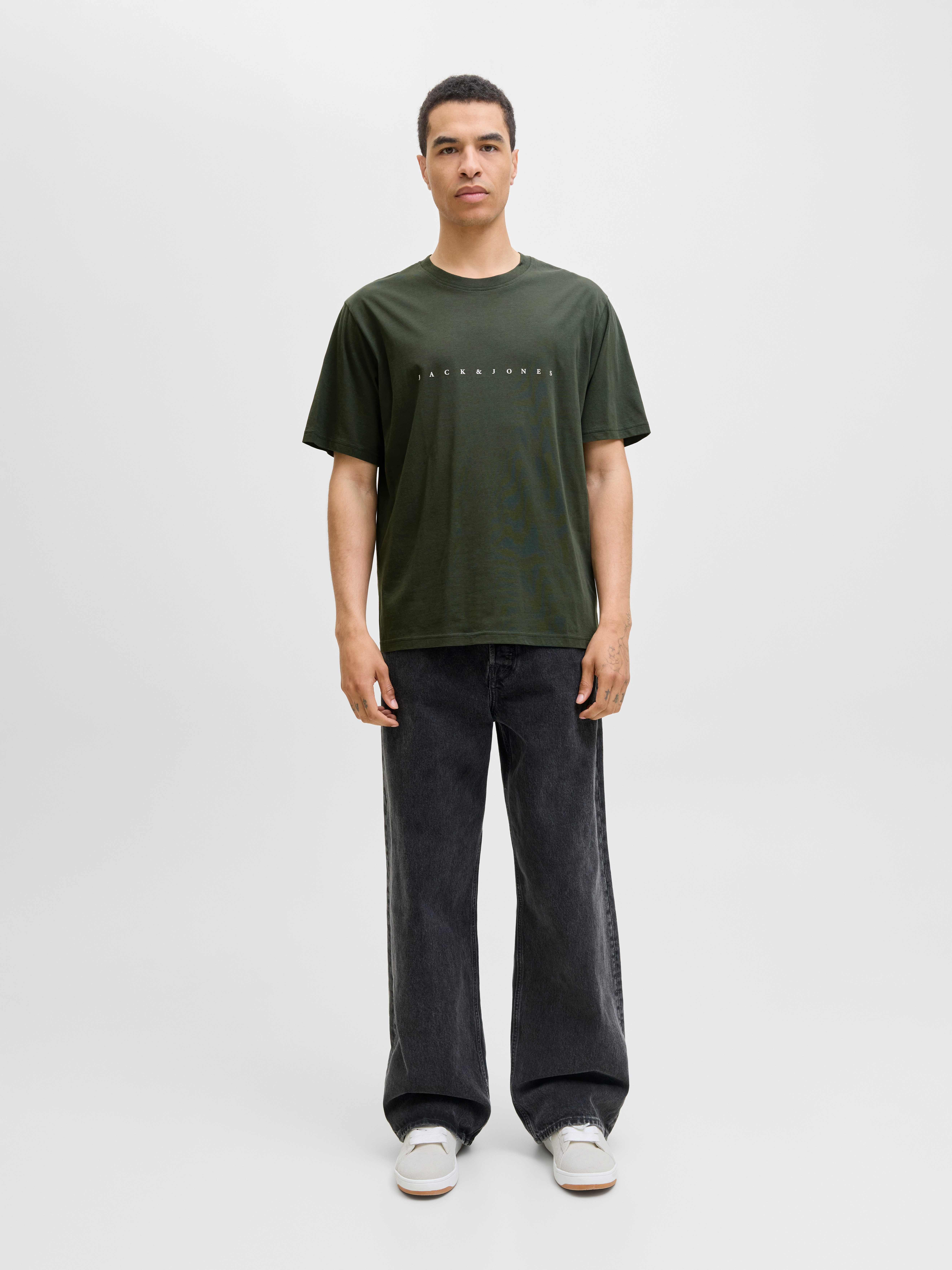 Jack & Jones Shirt met ronde hals JJESTAR met pigmentprint en katoengevoel