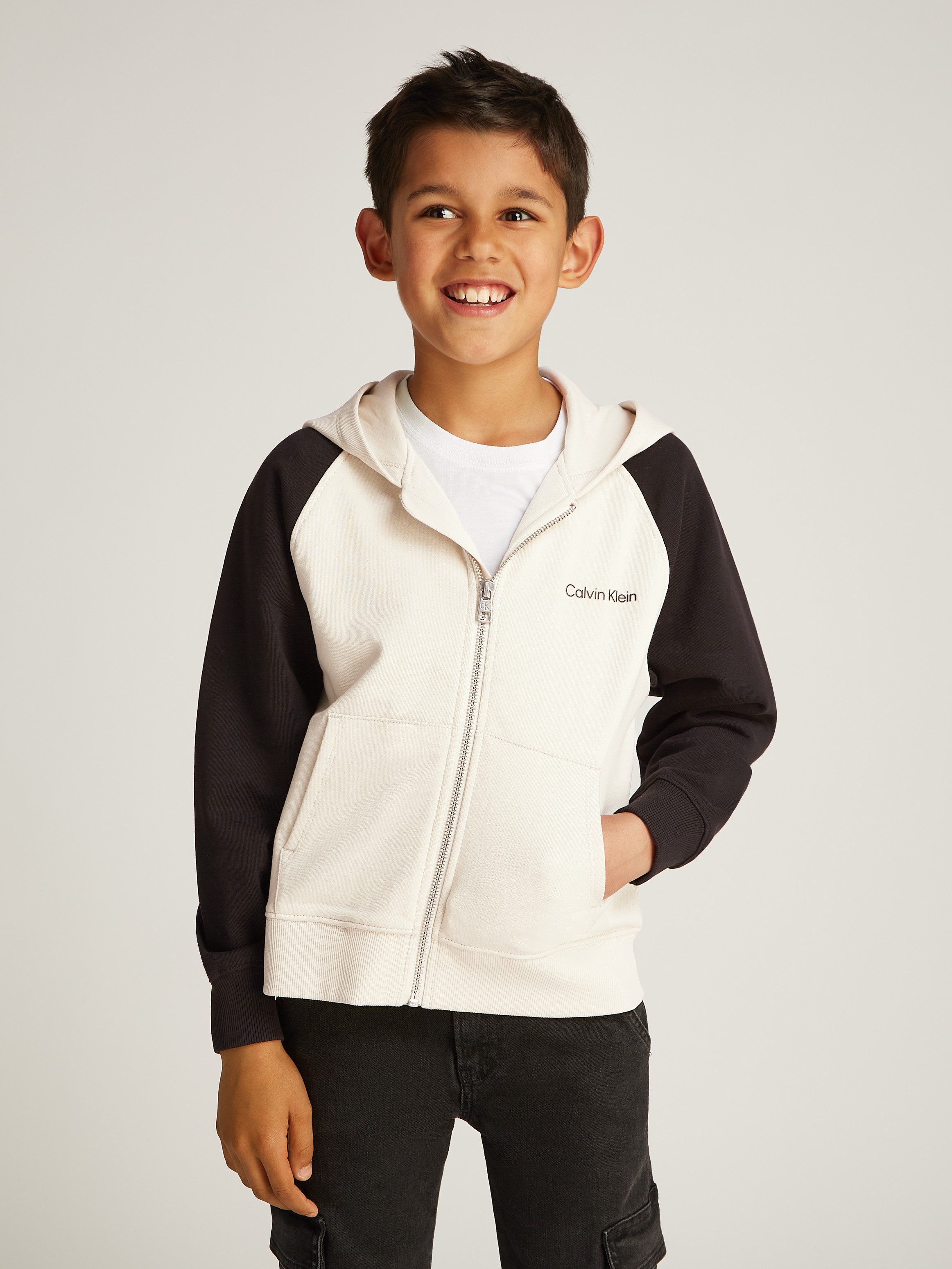 Calvin Klein Sweatvest COLOR BLOCK ZIP-THROUGH voor kinderen tot 16 jaar met logo-opdruk