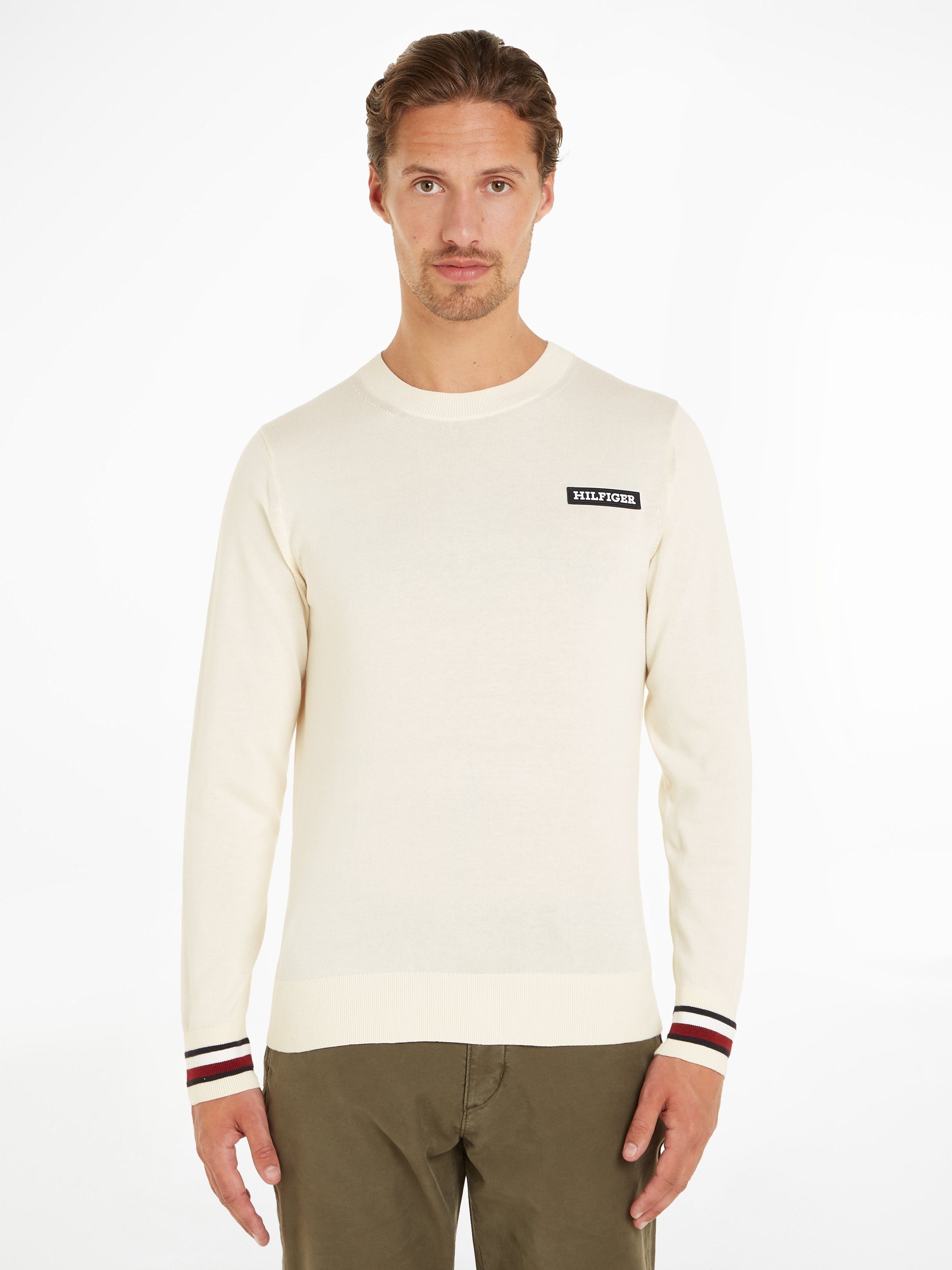 Tommy Hilfiger Gebreide trui GLOBAL STRIPE CREW NK Global-strepen op mouw- en nekafwerking