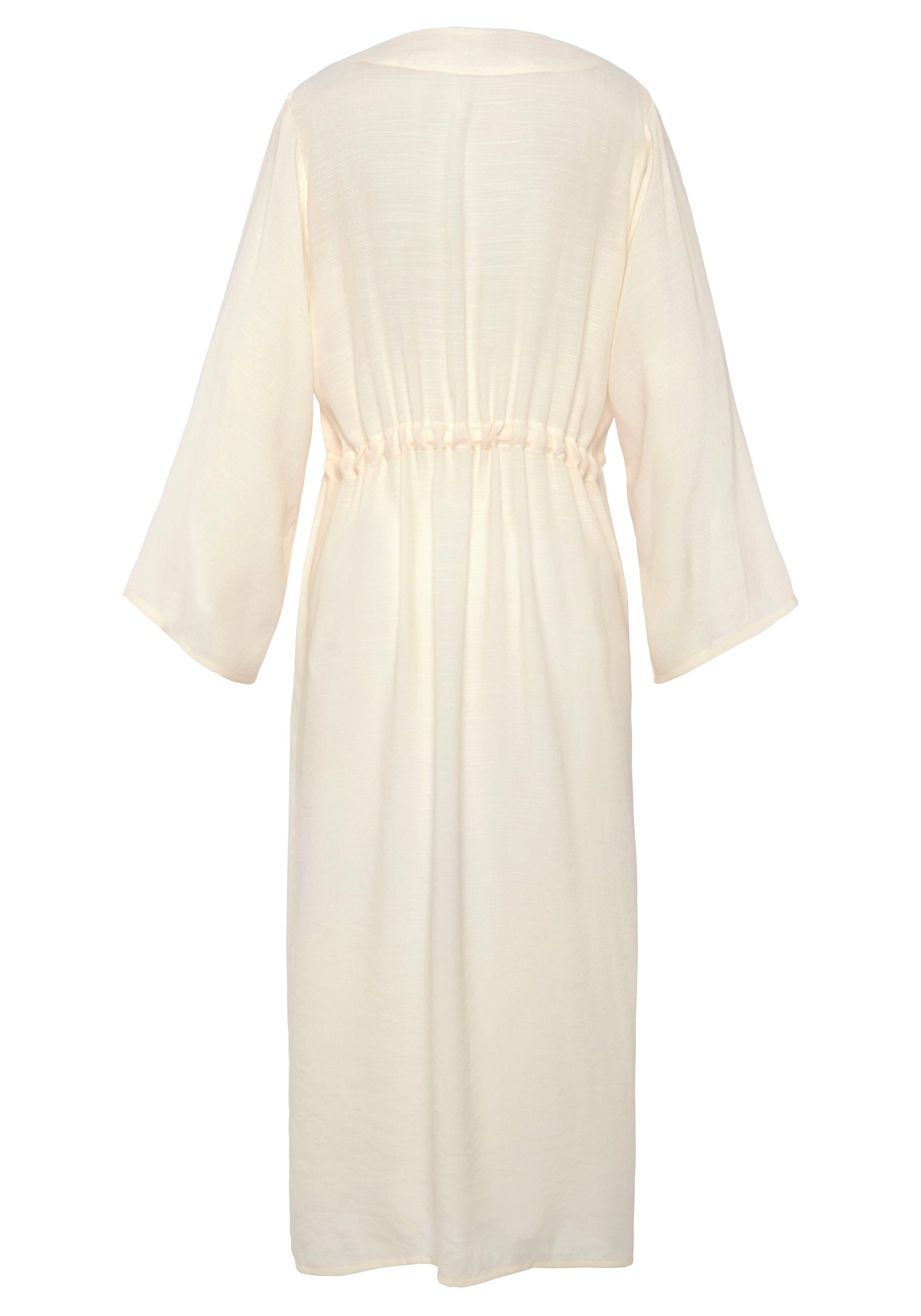 Lascana Strandjurk in kimono-stijl om te binden, lange mouwen zomerjurk, kaftan