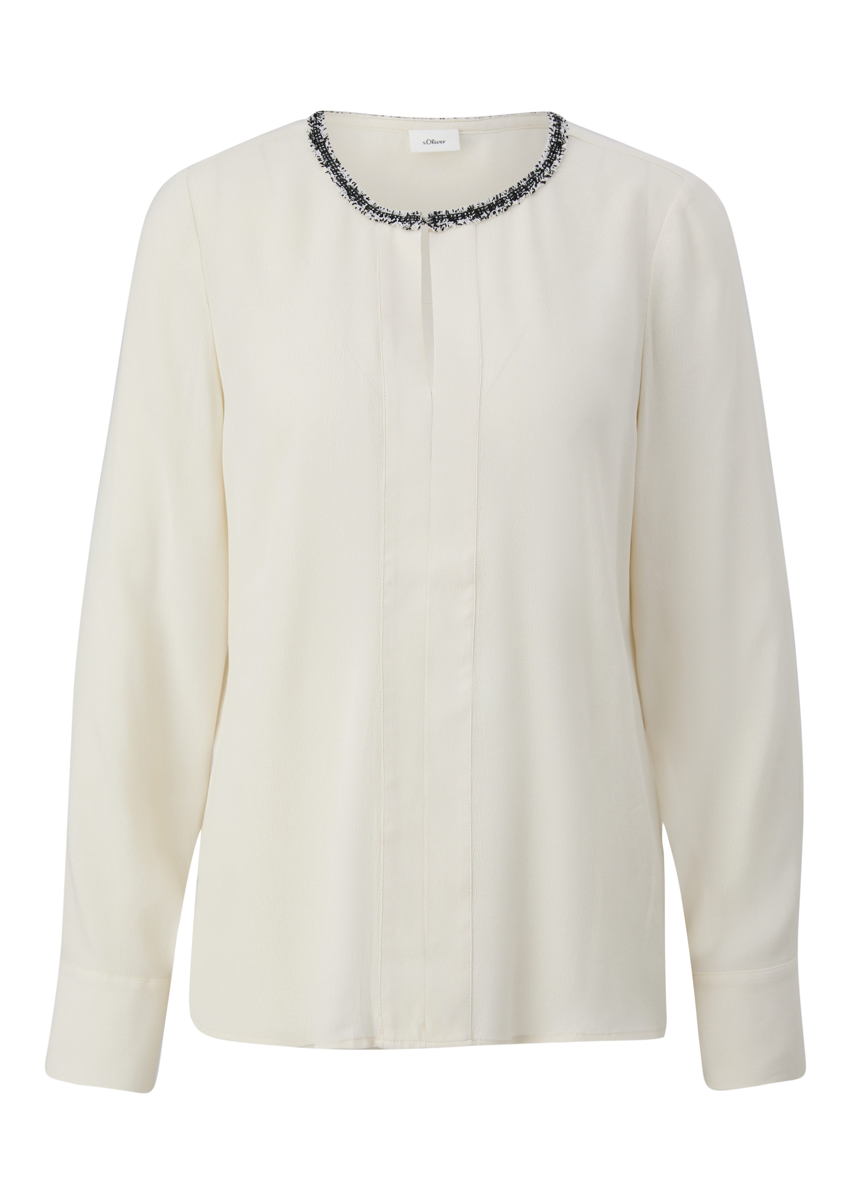 s.Oliver BLACK LABEL Blouse met lange mouwen met decoratieve applicatie aan de halslijn