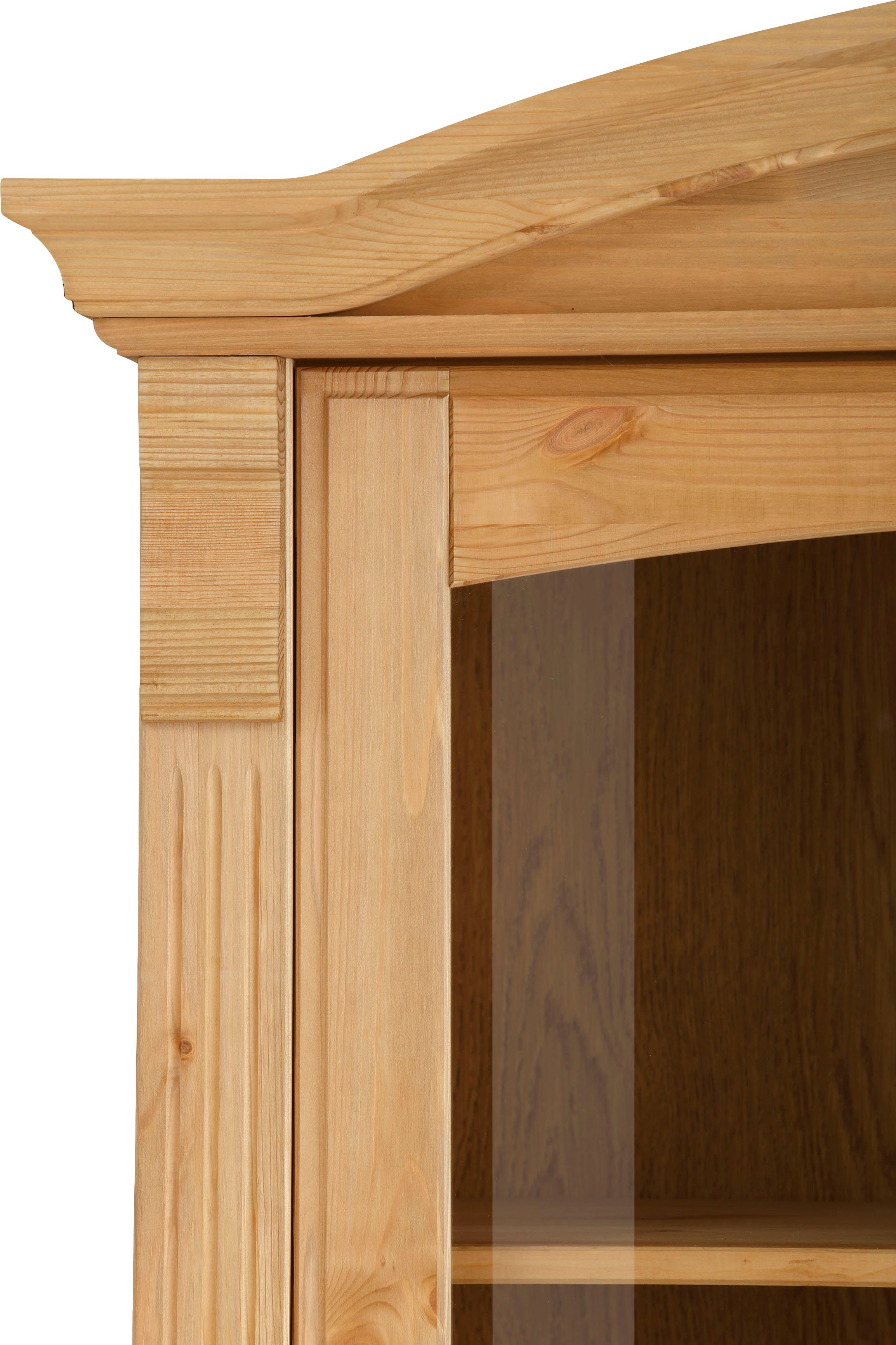 Home affaire Vitrinekast ANNA Hoogte 187 cm, breedte 100 cm, metalen handgrepen, van massief grenen, FSC®