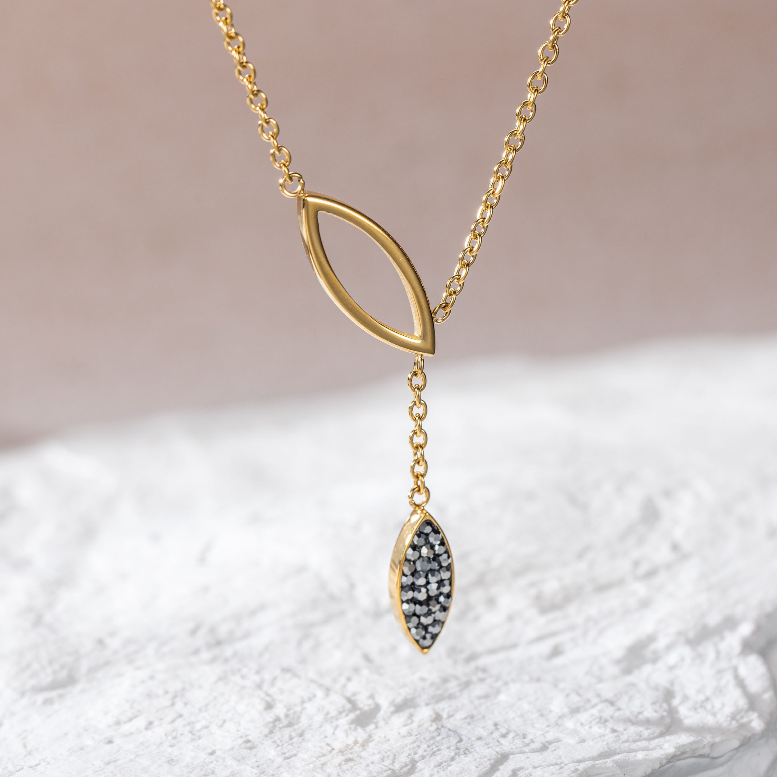 Firetti Ketting in Y-model Sieraad cadeau roestvrij staal halsketting ovaal drop