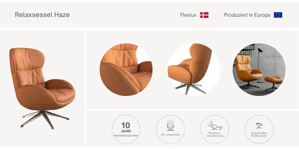 FLEXLUX Relaxfauteuil Haze, uitstekend comfort, Alu voet, organisch design, ergonomisch