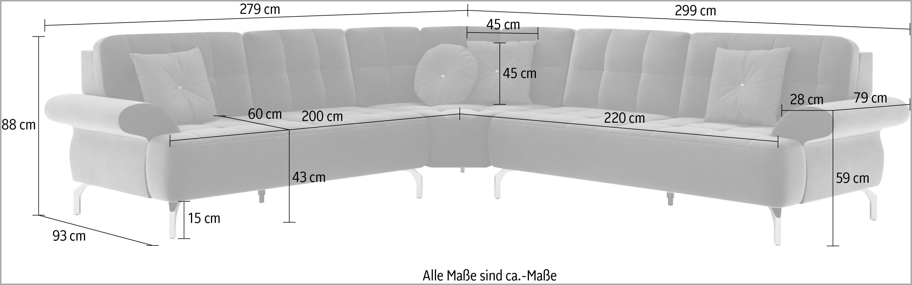 sit&more Hoekbank Orient 1 L-vorm inclusief 4 sierkussens met strassteentjes, goudkleurige metalen poten