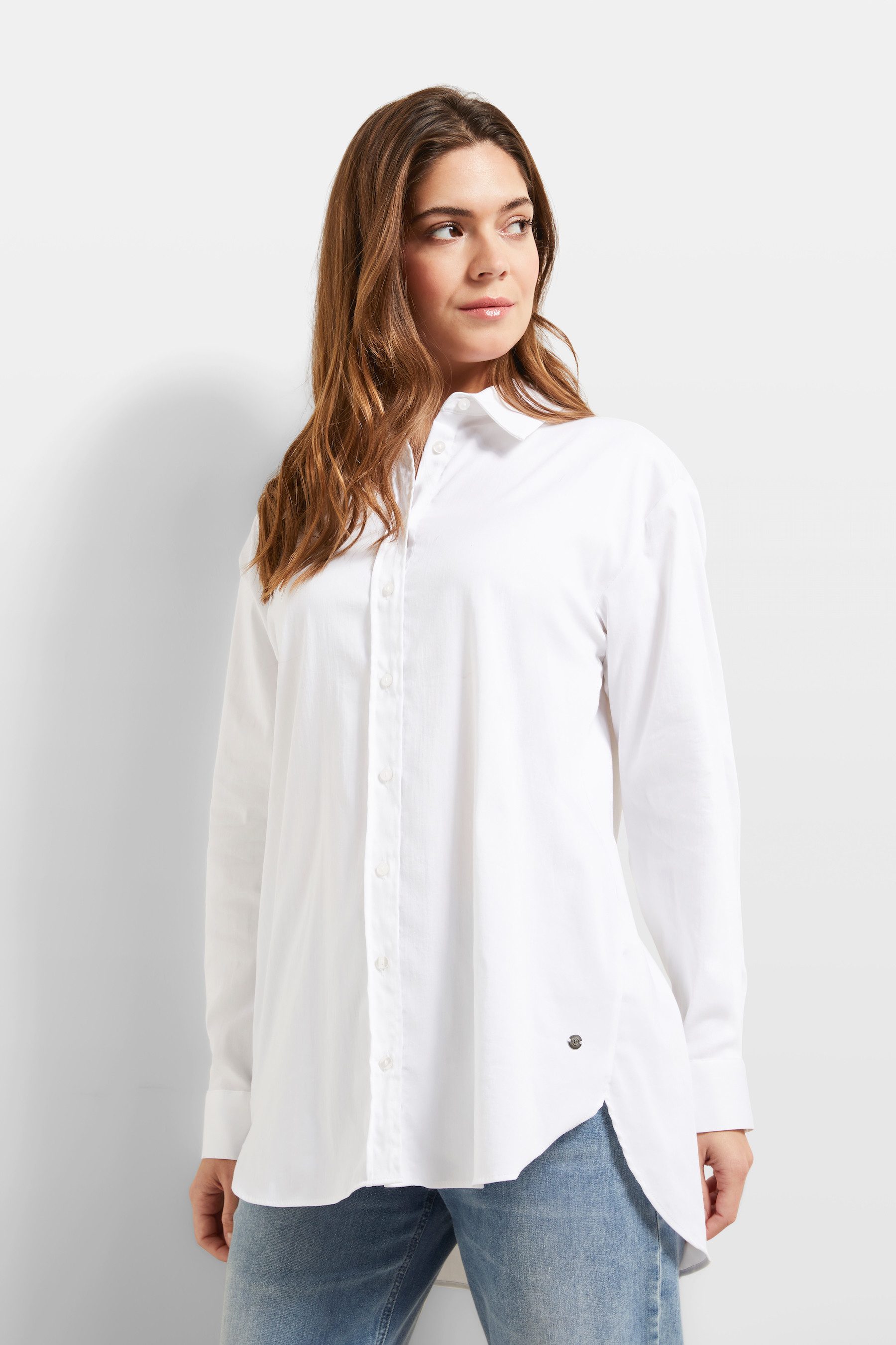 Bugatti Blouse met lange mouwen van elastische katoenstof