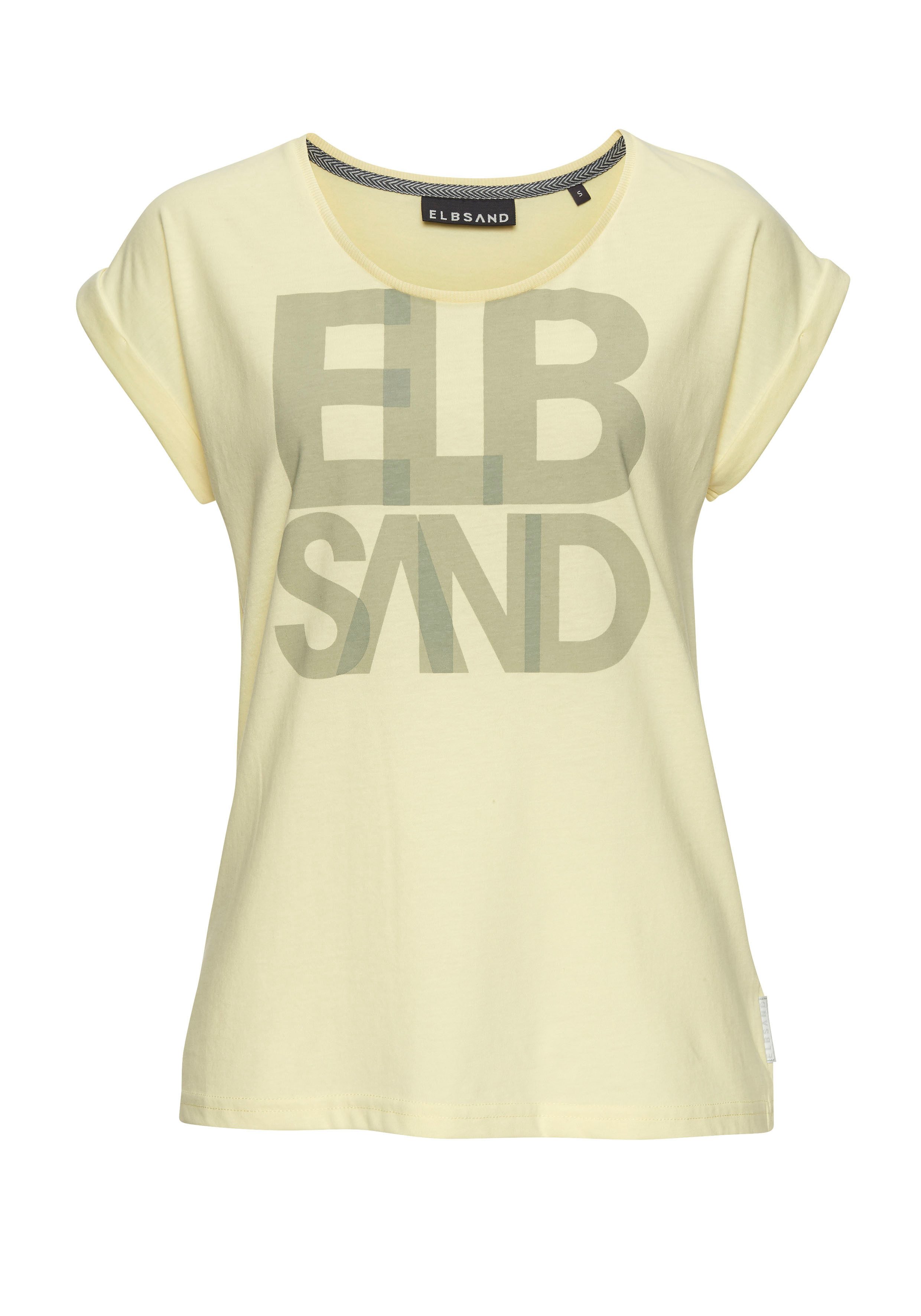 Elbsand T-shirt Eldis met logoprint korte mouwen shirt van katoenmix sportief-casual