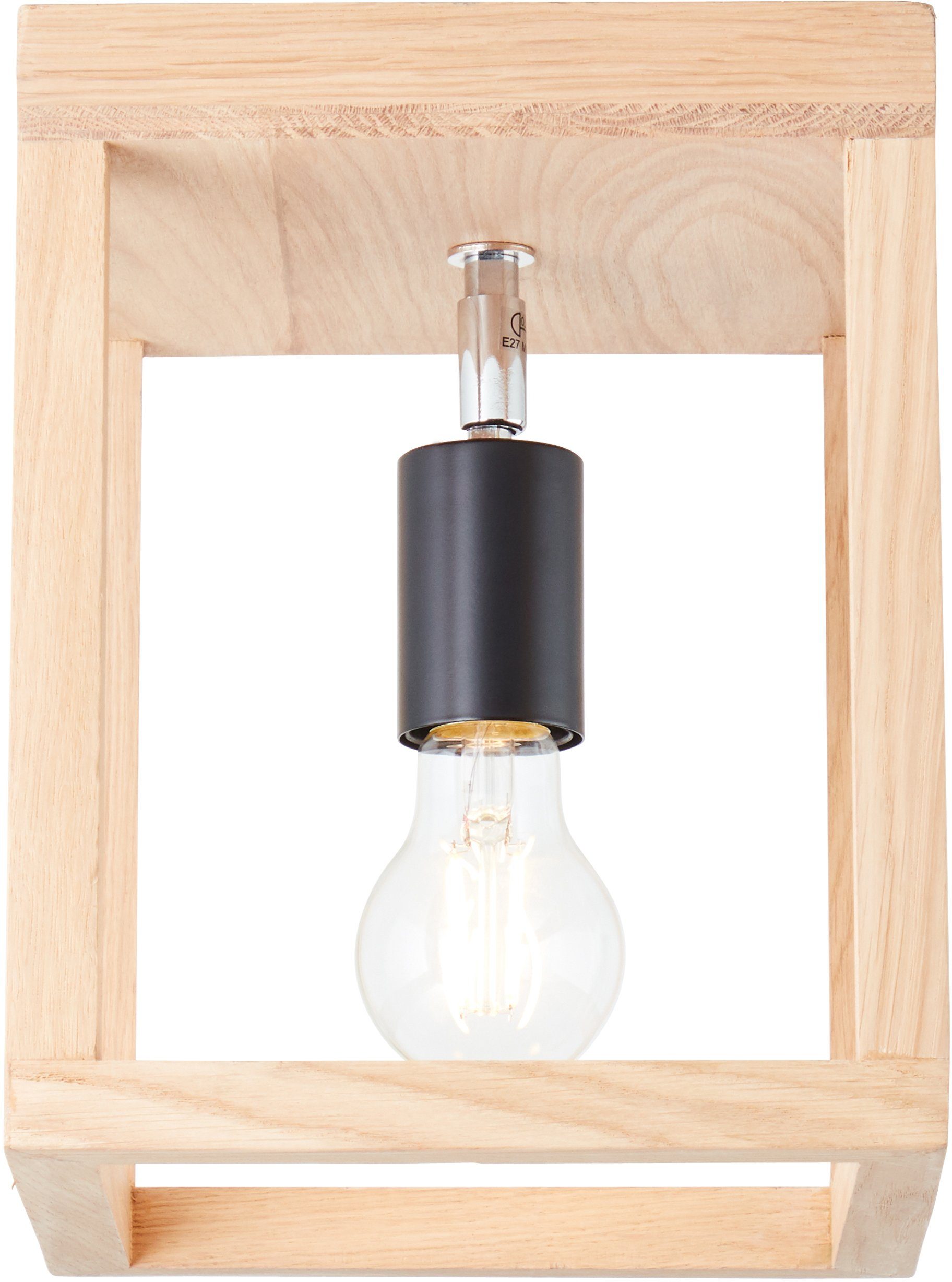 Brilliant Leuchten Plafondlamp Nerea 25 x 20 x 20 cm, e27, hout / metaal, geolied eiken (1 stuk)