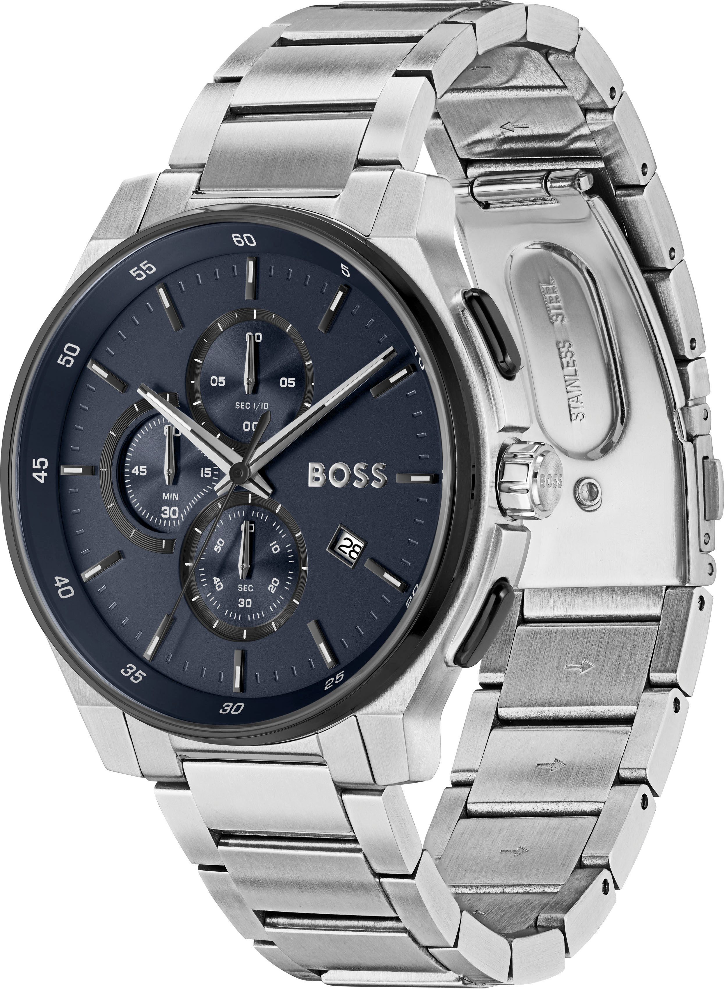 Boss Chronograaf PEAK 2.0 Quartzhorloge, horloge, herrenuur, leren band, analoog, dag