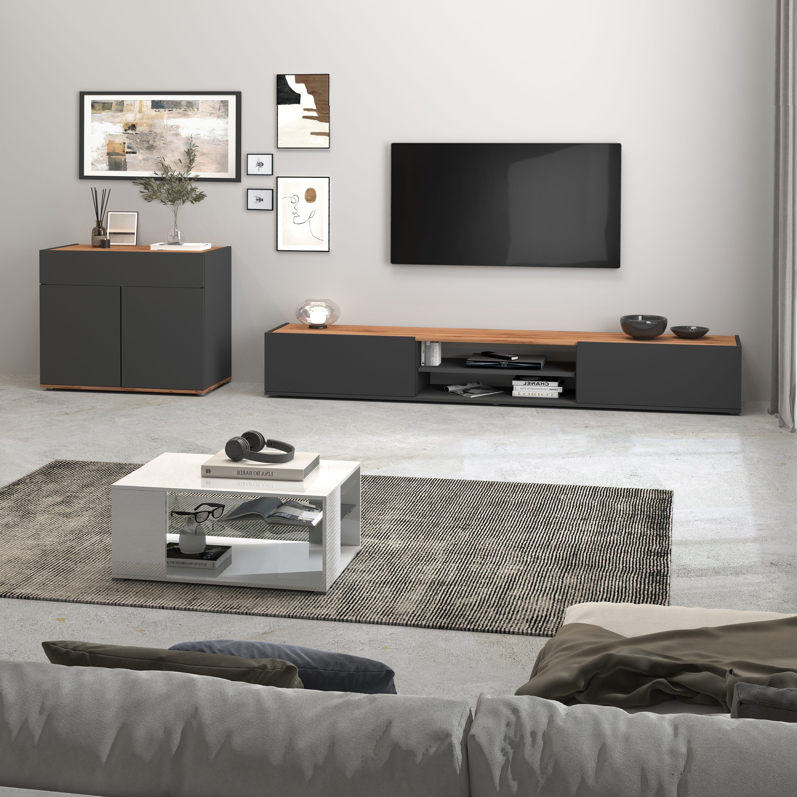 INOSIGN Dressoir Garda, Ladekast, Kast, Buffet 2 deuren, 1 lade, greeploos breedte 80,9 cm
