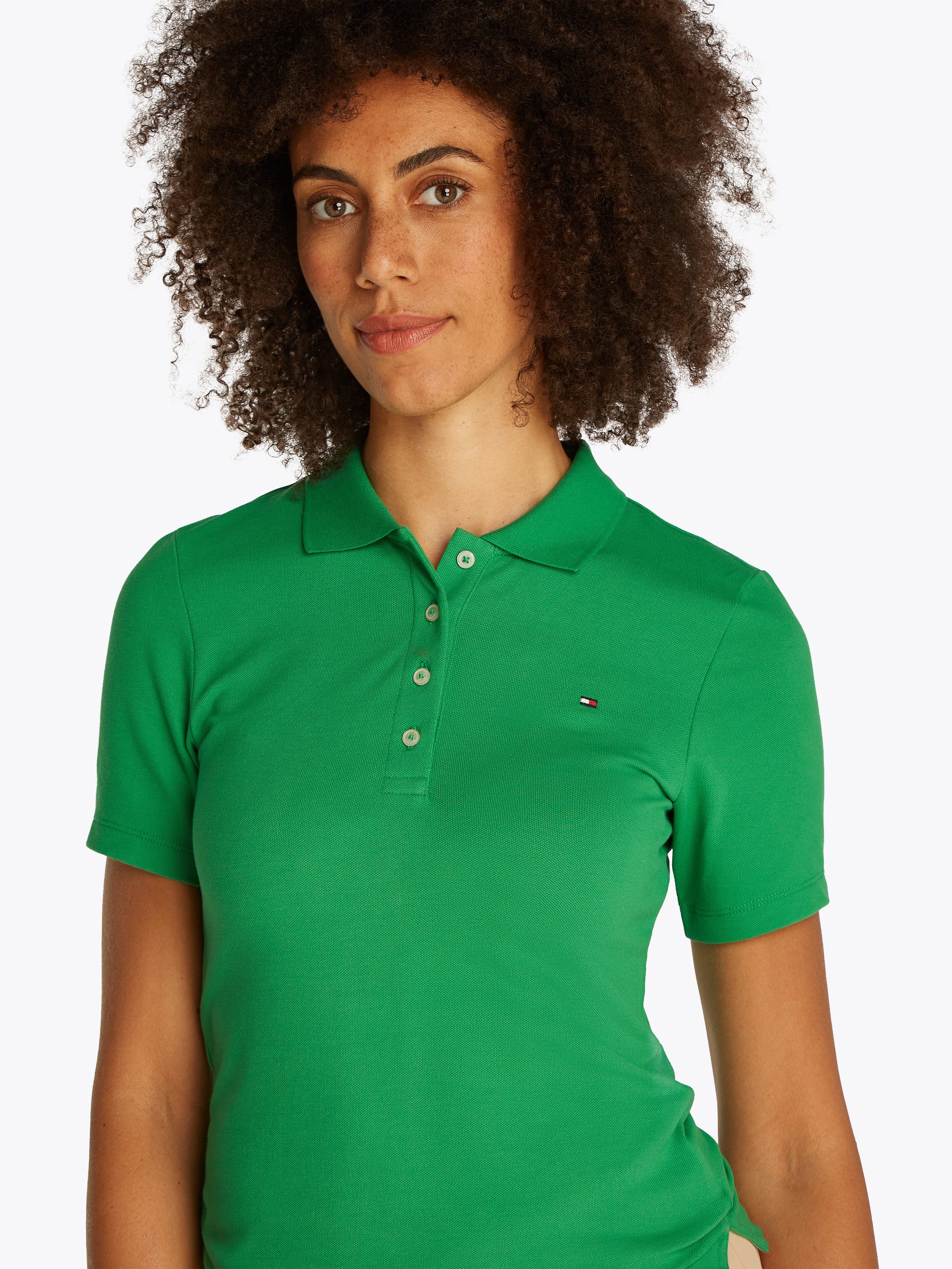 Tommy Hilfiger Poloshirt 1985 Slim Fit Pique Premium met logo-borduursel, met zijsplitten